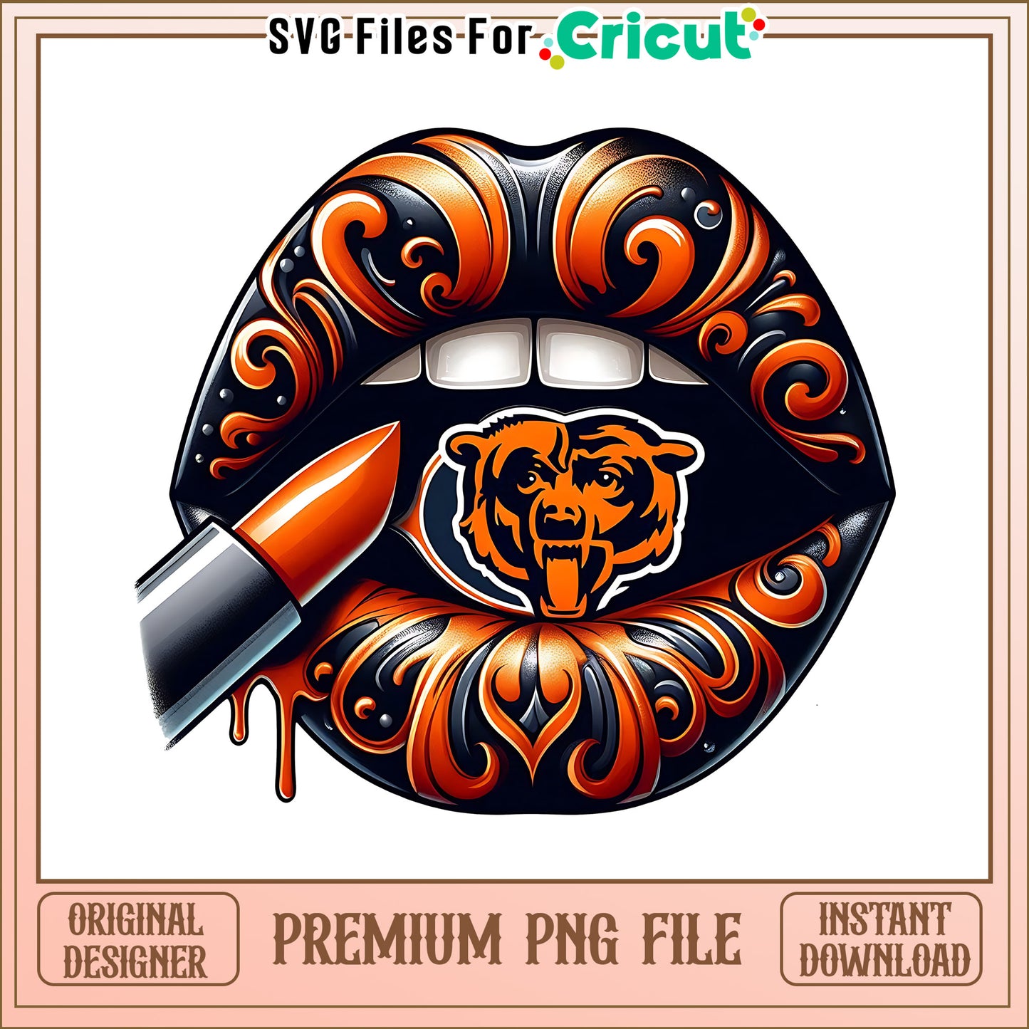 Bears vintage lips design png, Chicago Bears png, NFL png