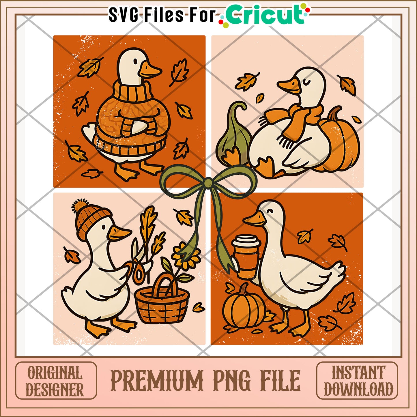 Beautiful autumm goose design png, fall goose png, cozy autumn png