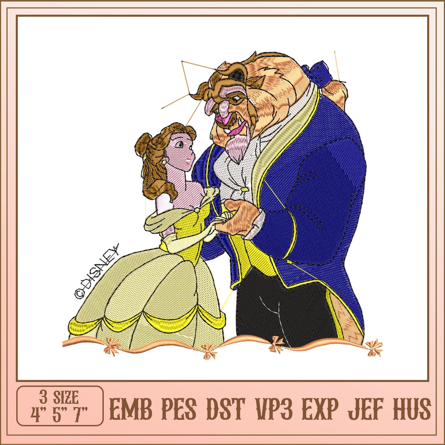 Beauty and the Beast Embroidery Design