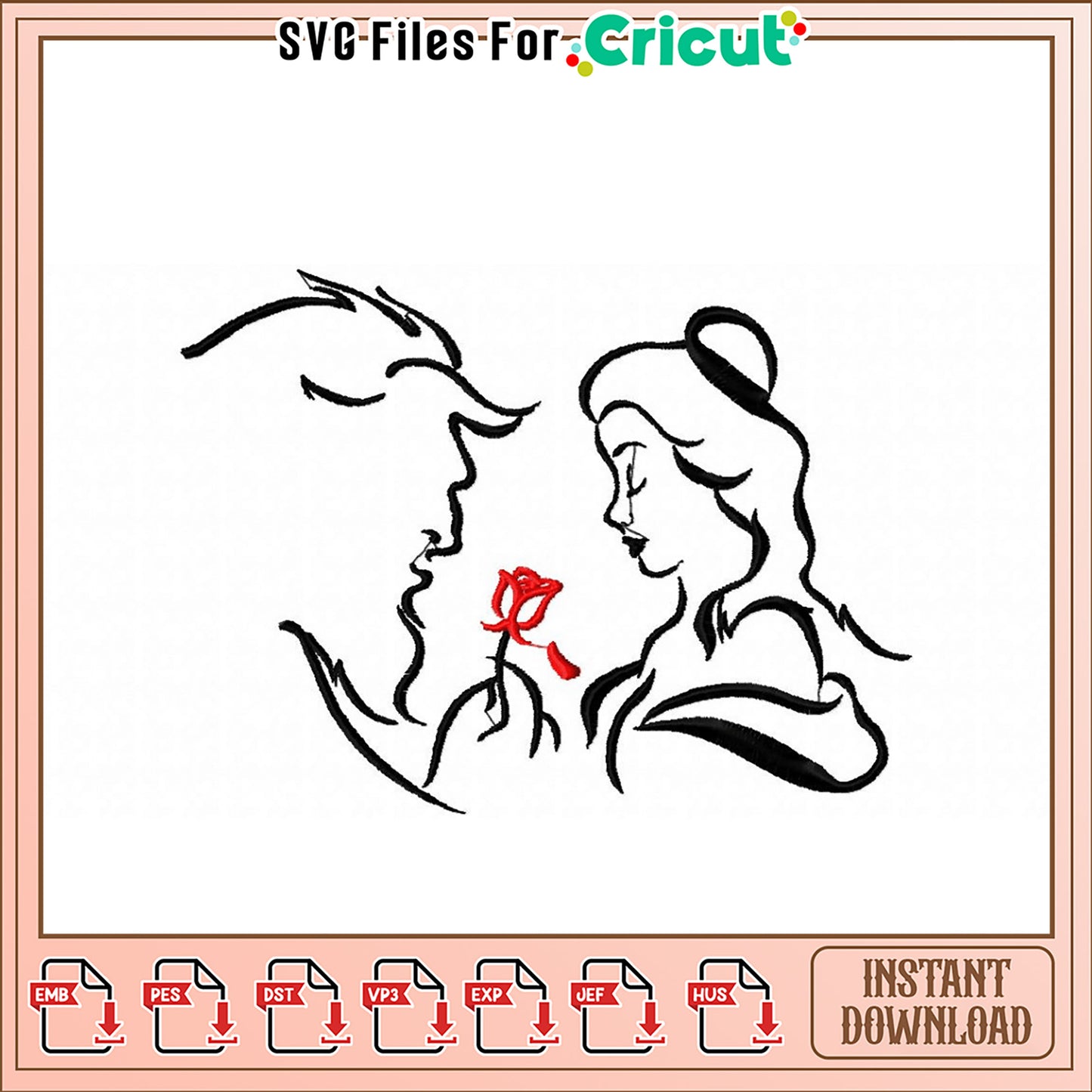 Beauty and the Beast Embroidery Design