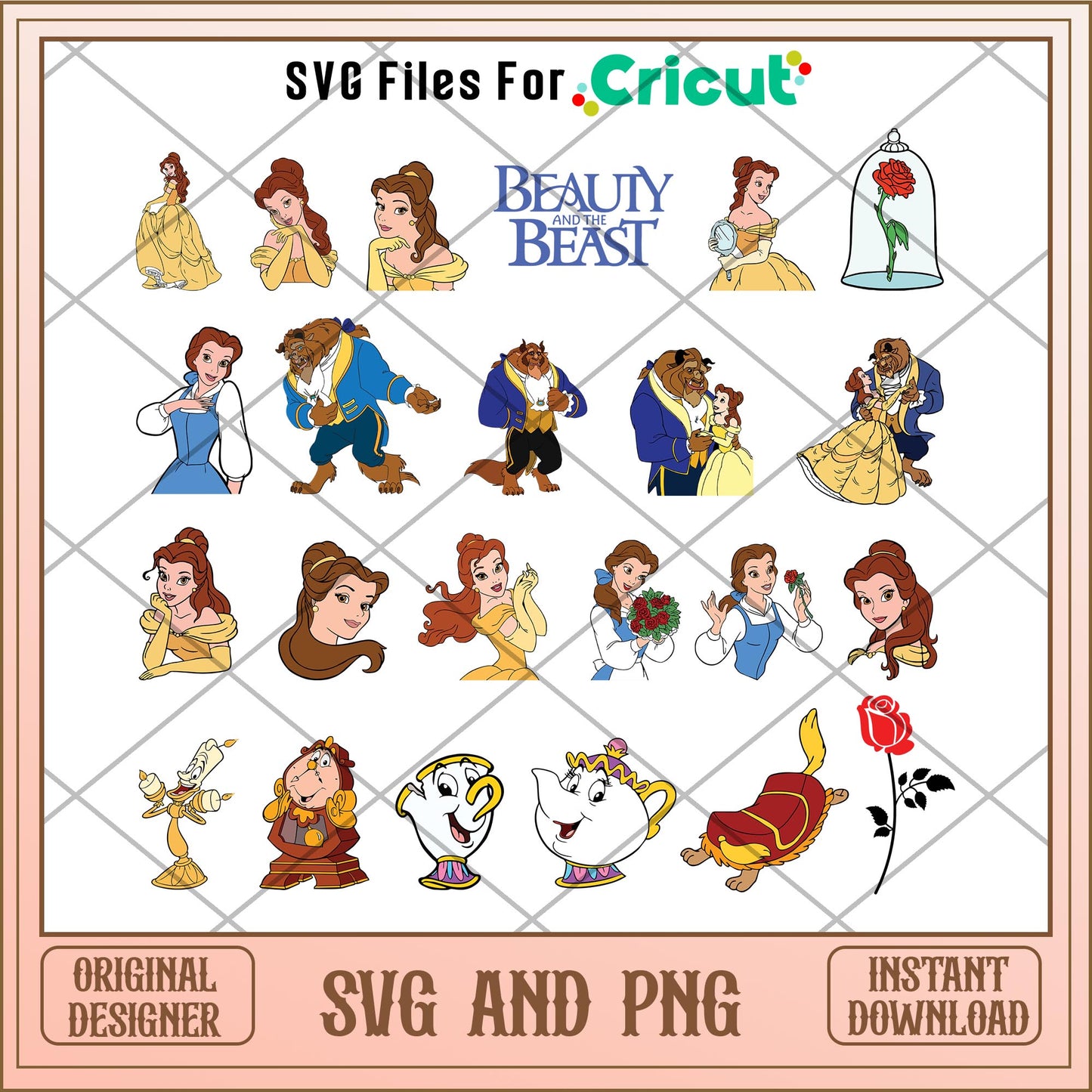 Beauty and the beast characters svg bundle
