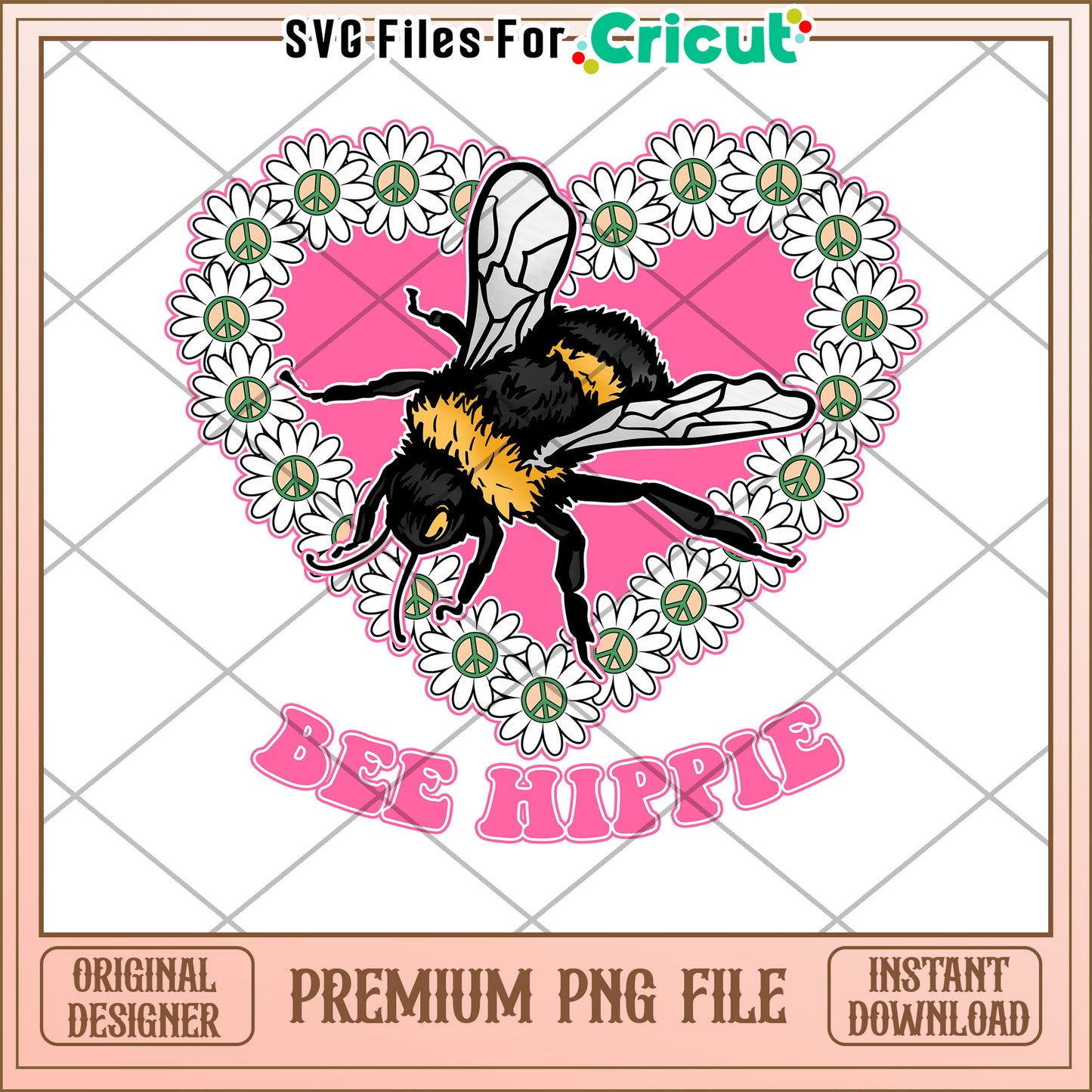 Bee Hippie PNG Sublimation Design