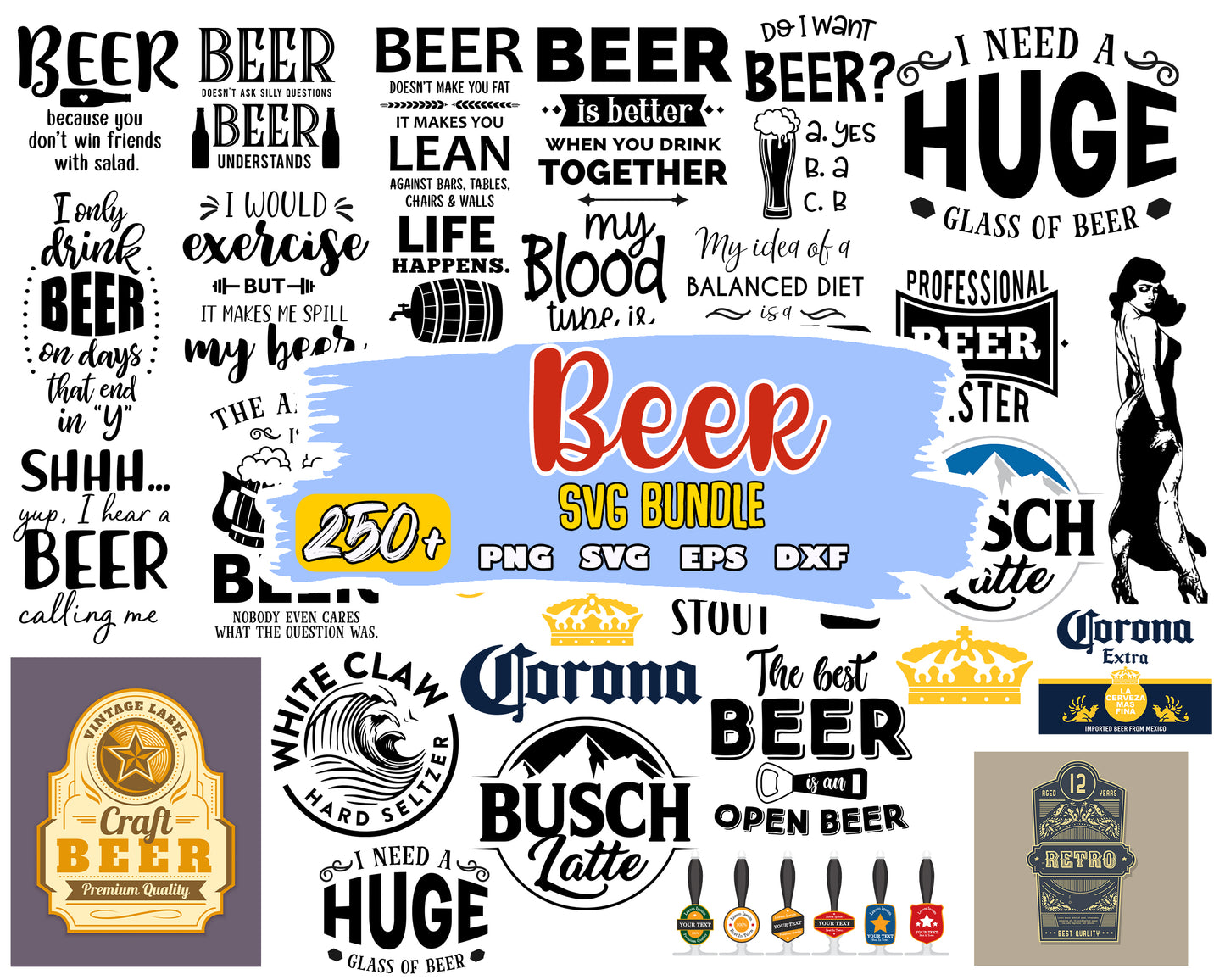 The best beer quotes design bundle svg, busch beer svg, corona extra beer logo