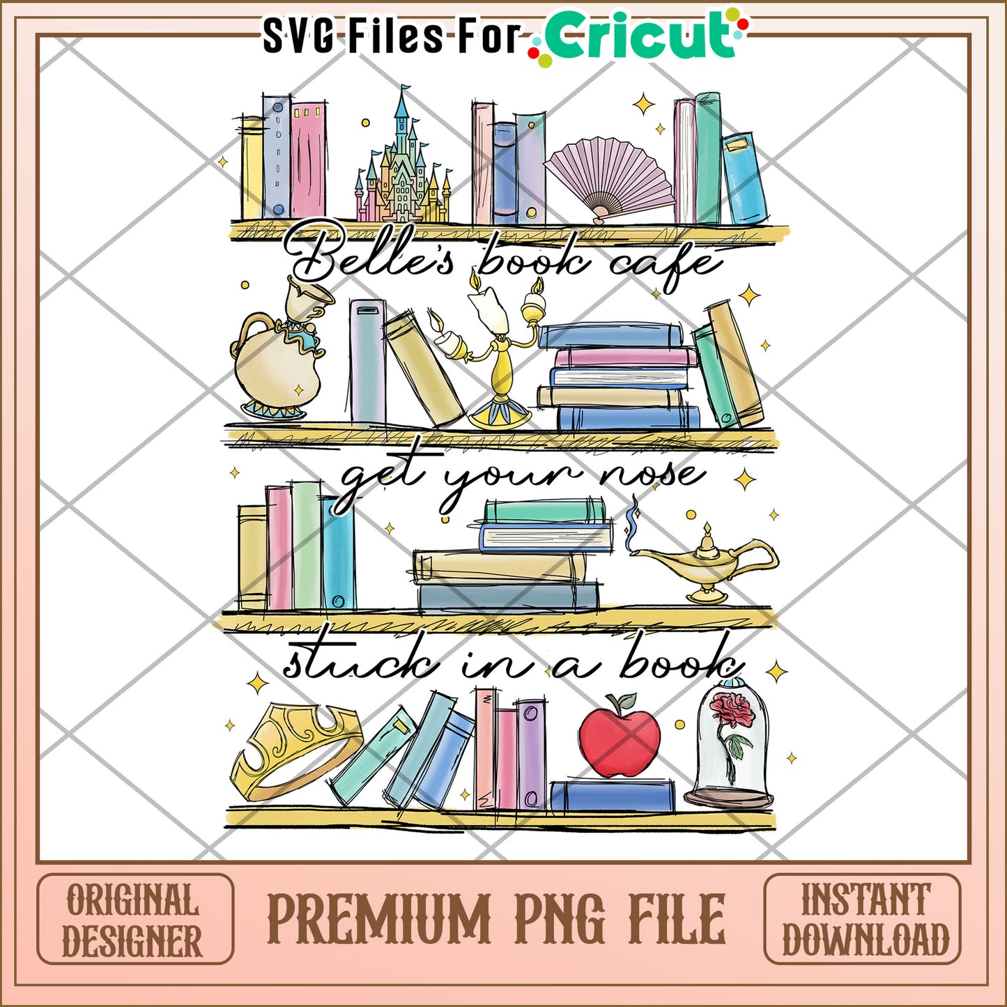 Belle Book Cafe PNG Get Your Nose Stuck in a Book