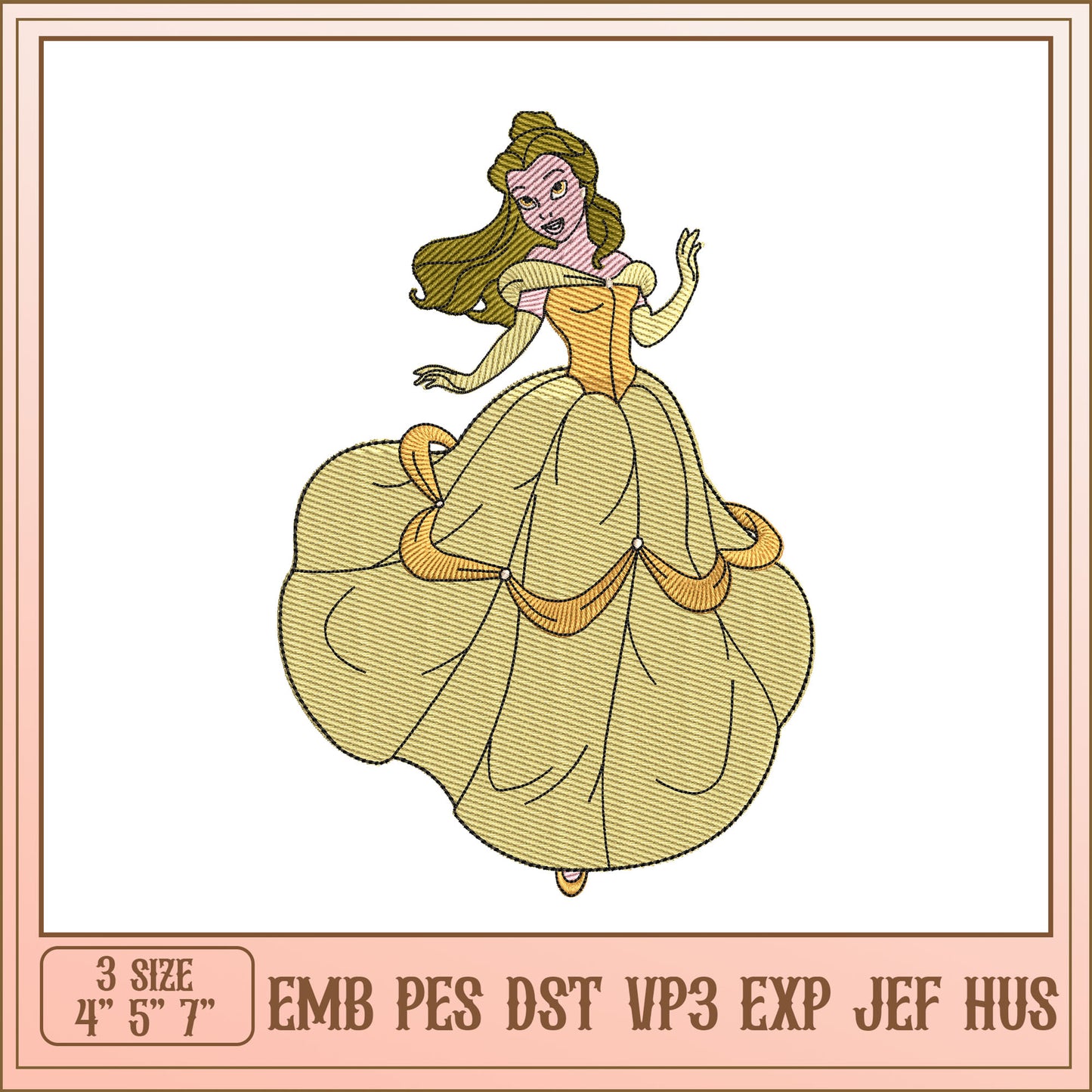 Belle Embroidery Design 4x5x7 Inch