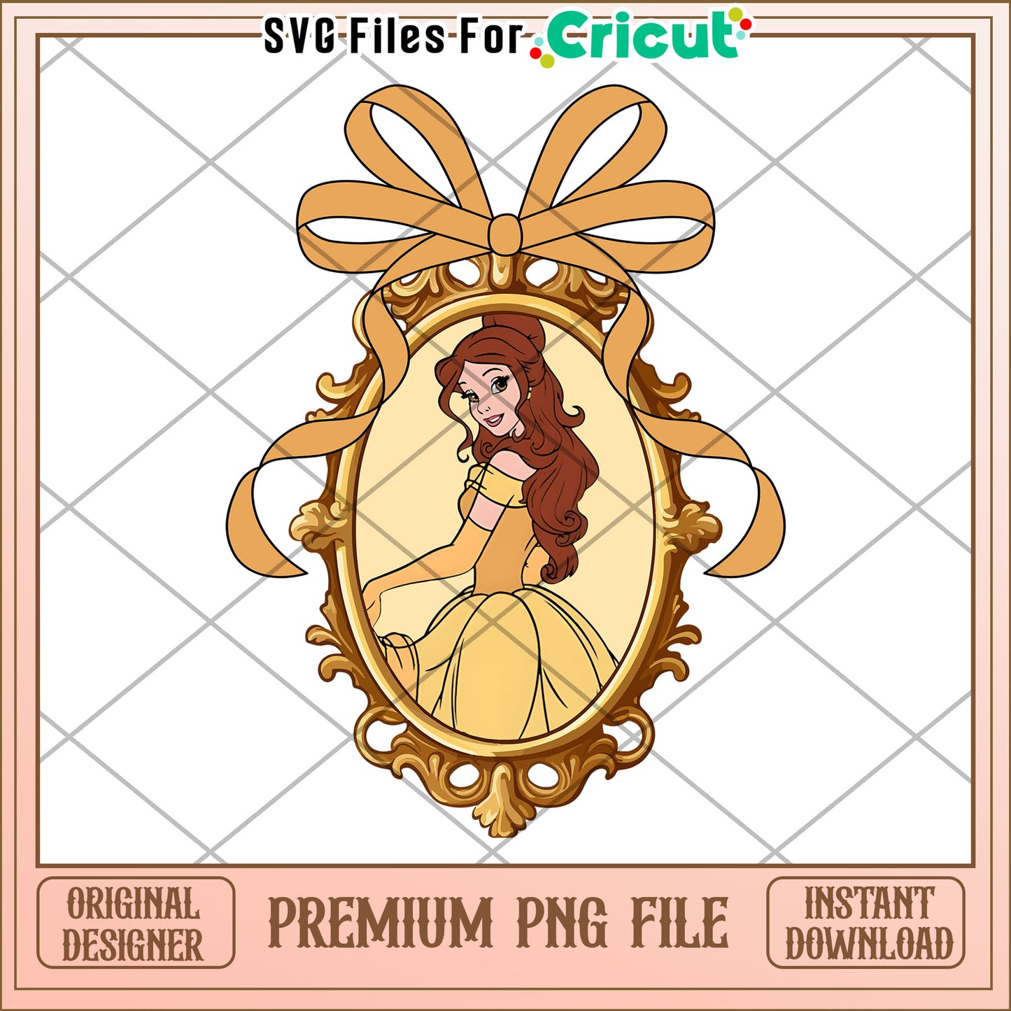 Belle PNG Premium Princess Frame Image