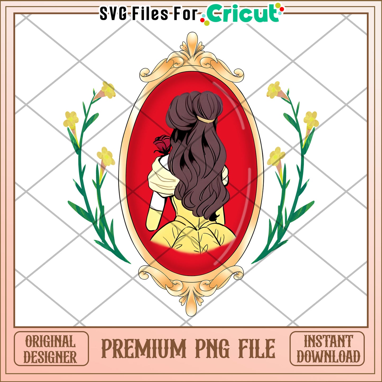 Belle PNG Princess Back View, Premium Image