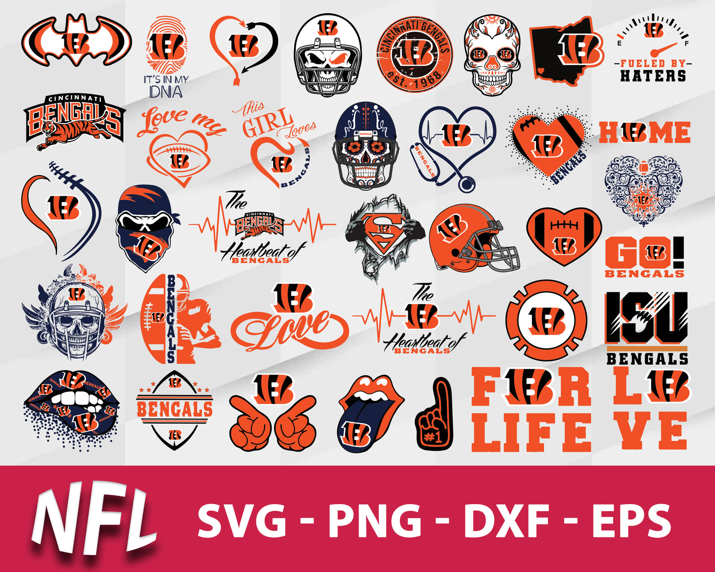 Cincinnati bengal nfl bundle svg, cincinnati bengal logo svg