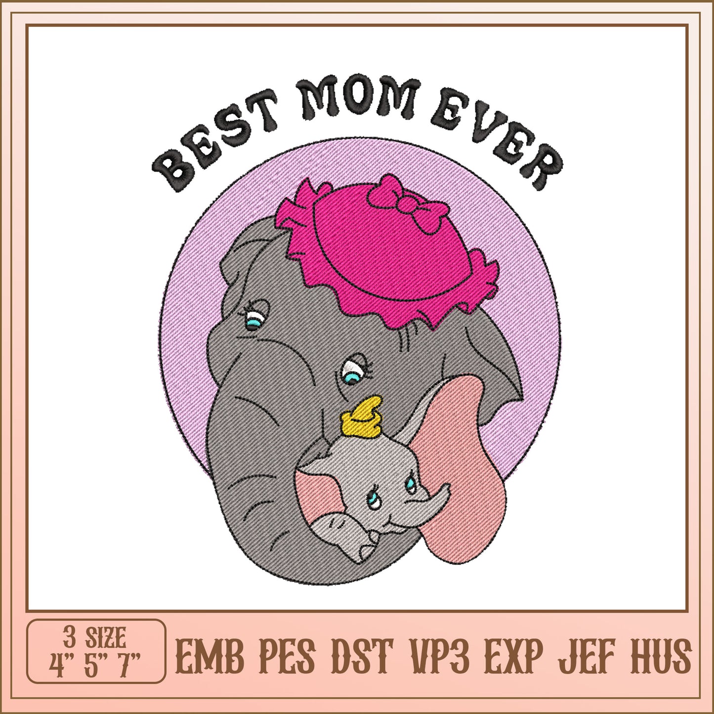 Best Mom Ever Elephant Embroidery