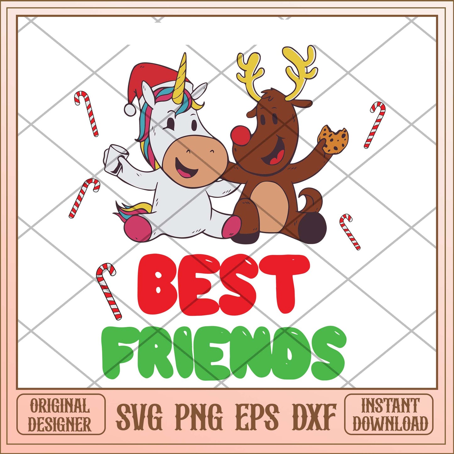 Best friends Chrismas svg, Christmas unicorn and reindeer svg bundle