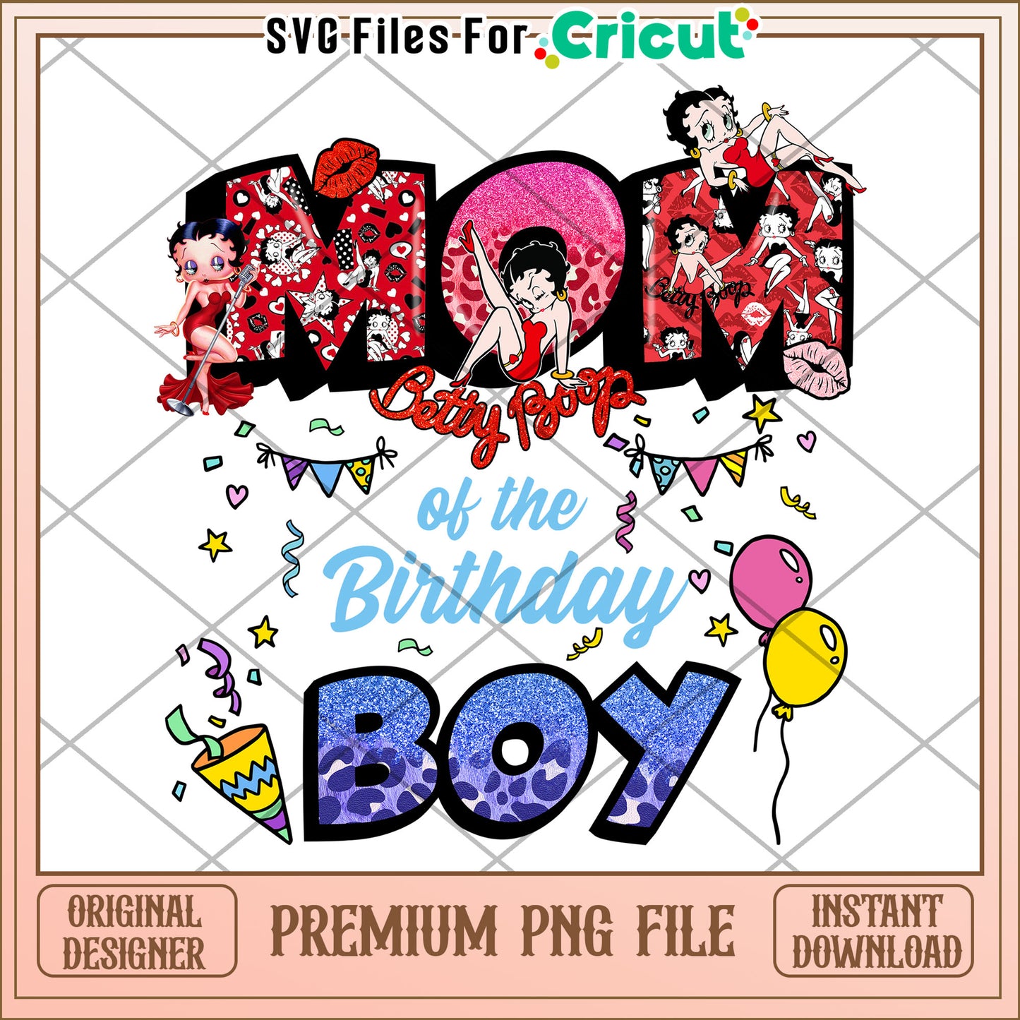 Betty Boop Mom Birthday Boy PNG