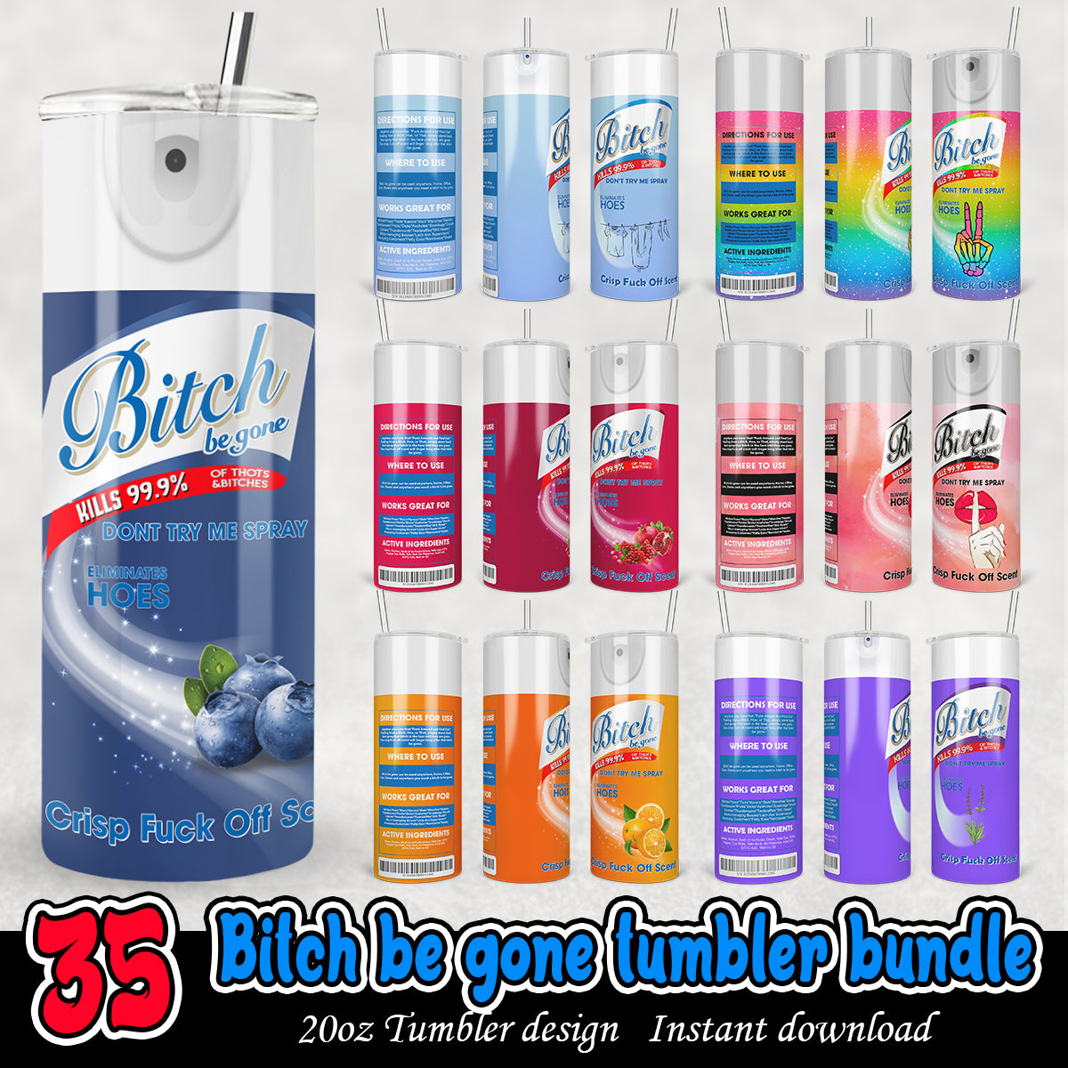 Bitch Be Gone Blue Tumbler bundle, Bitch tumbler png bundke