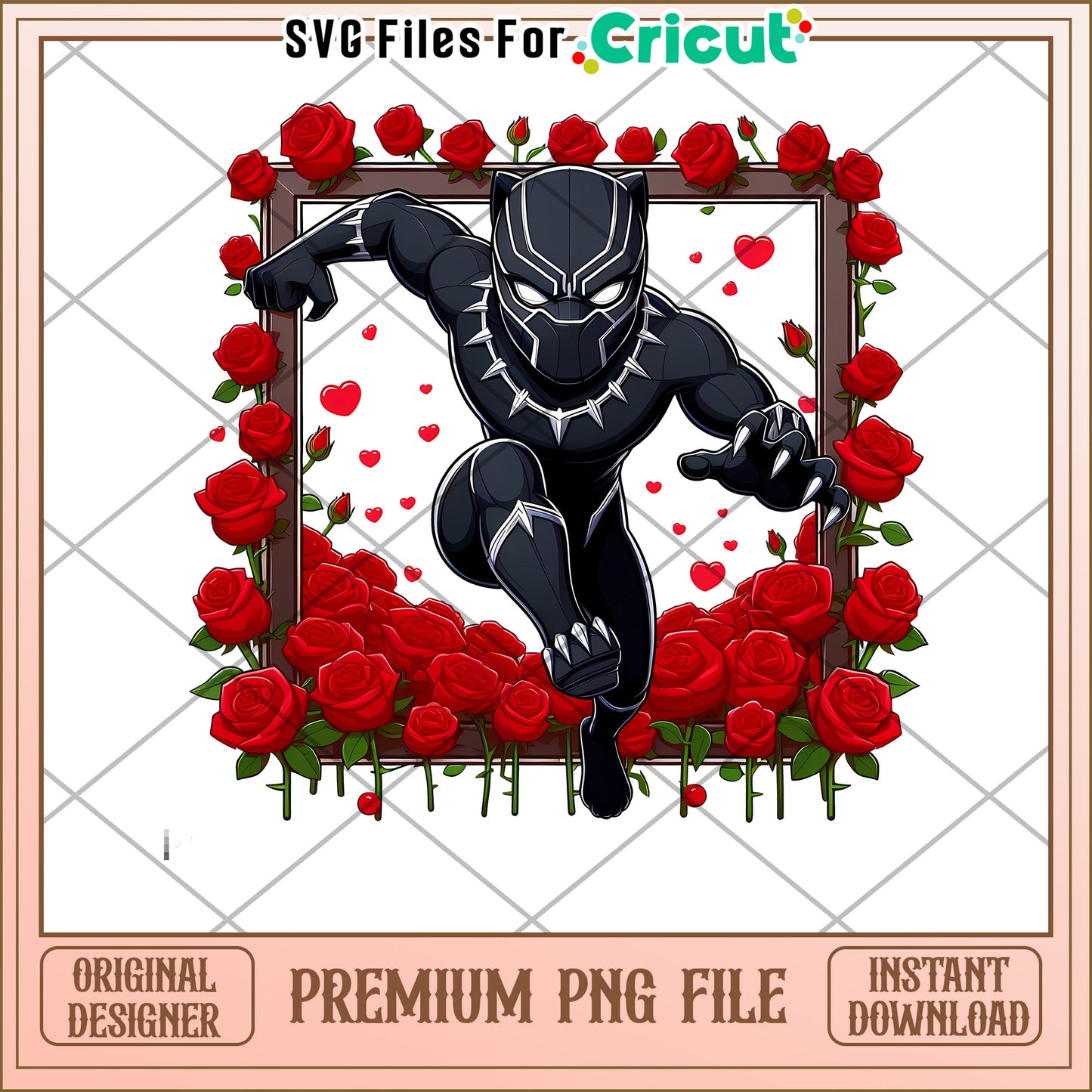 Black Panther Roses PNG Cricut File