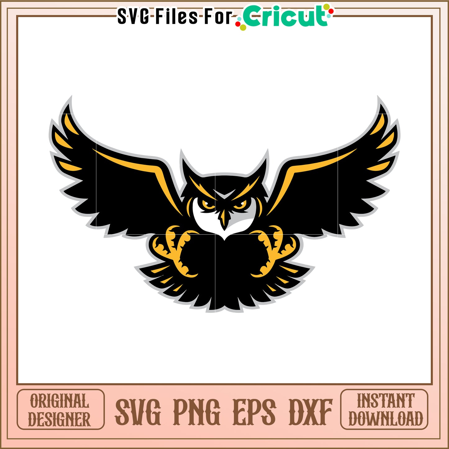 Black and Gold Owl SVG Design for Cricut Projects, Perfect for DIY Crafting