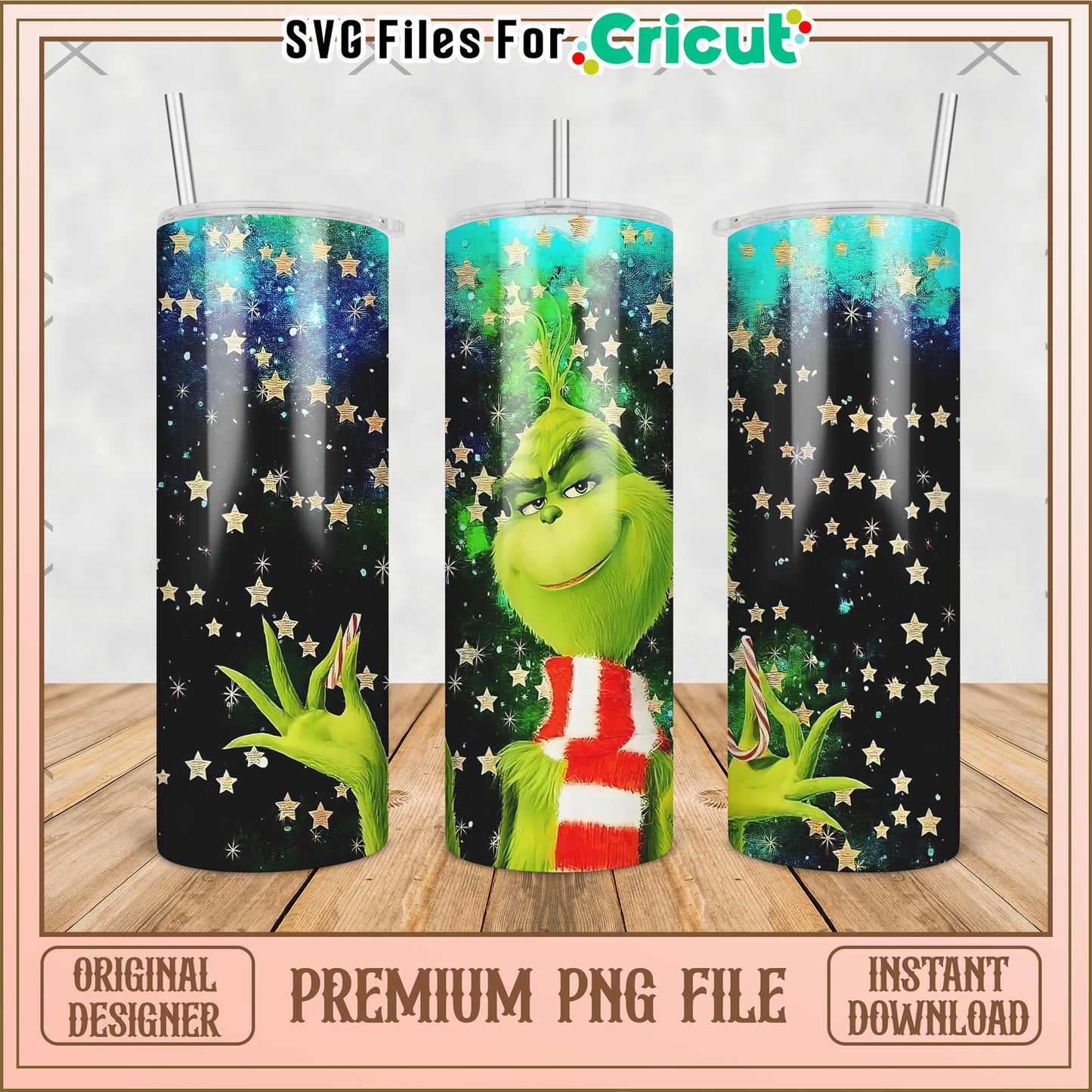 Black design of grinch tumbler png, grinch christmas png, christmas tree png