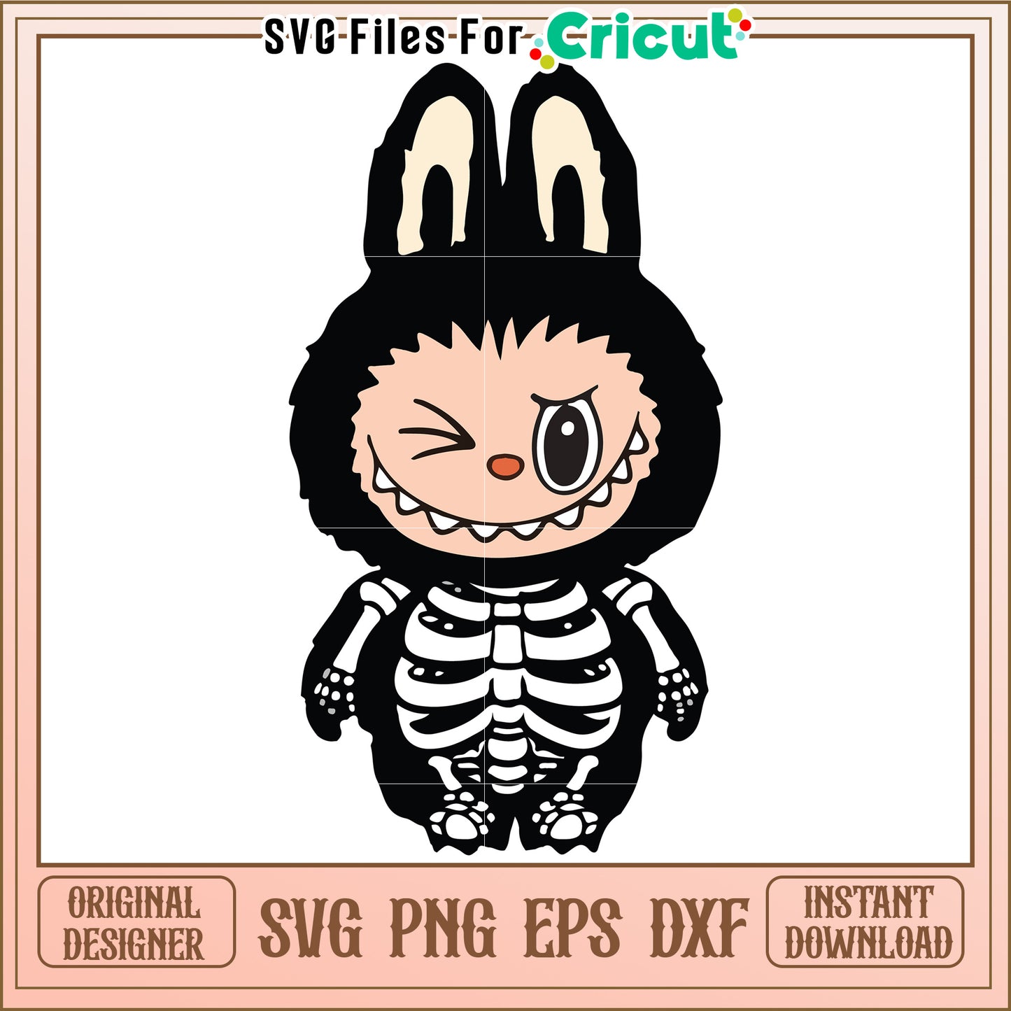 Black labubu halloween design svg, spooky labubu costume svg, popmart labubu png