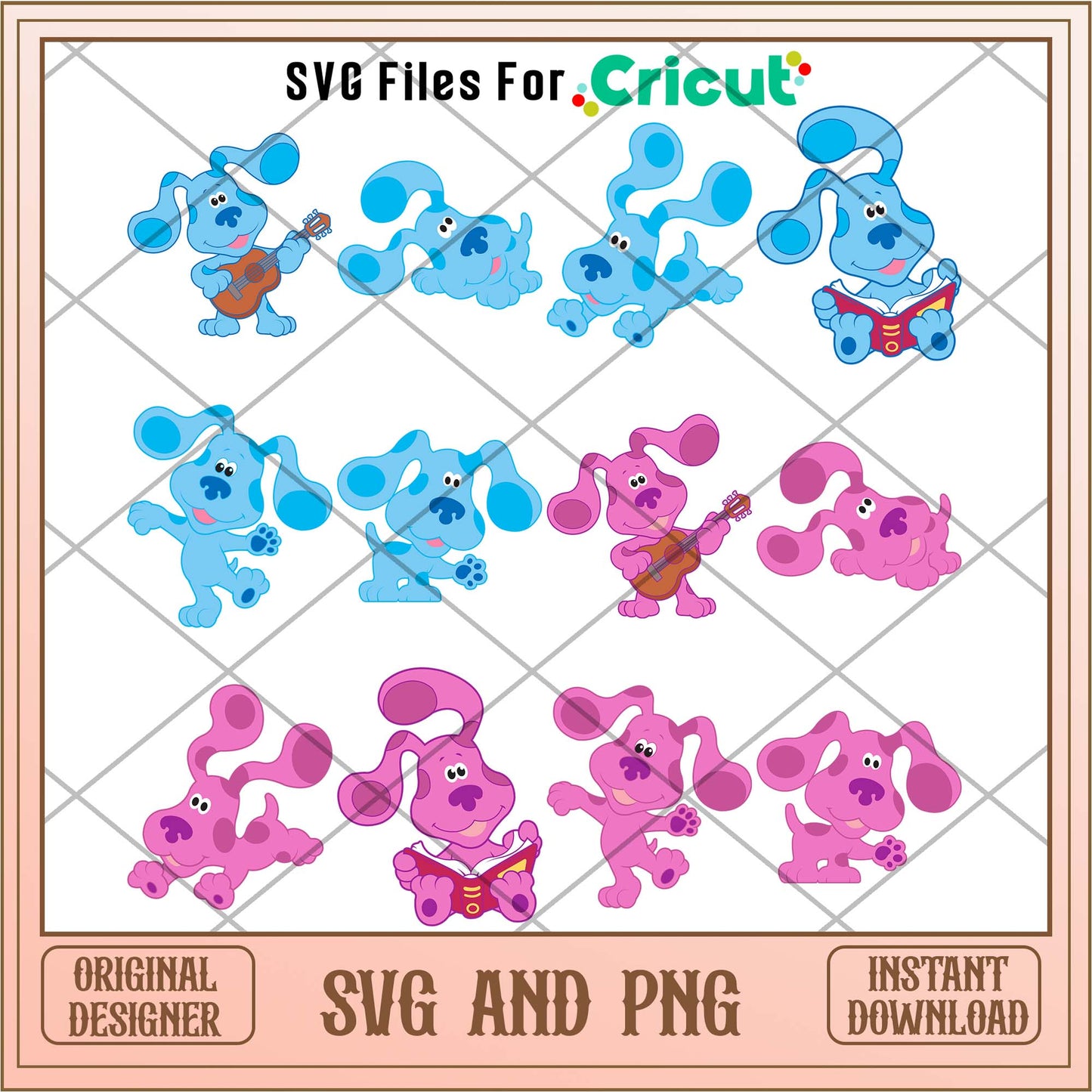 Blue clues blue and pink dogs svg bundle