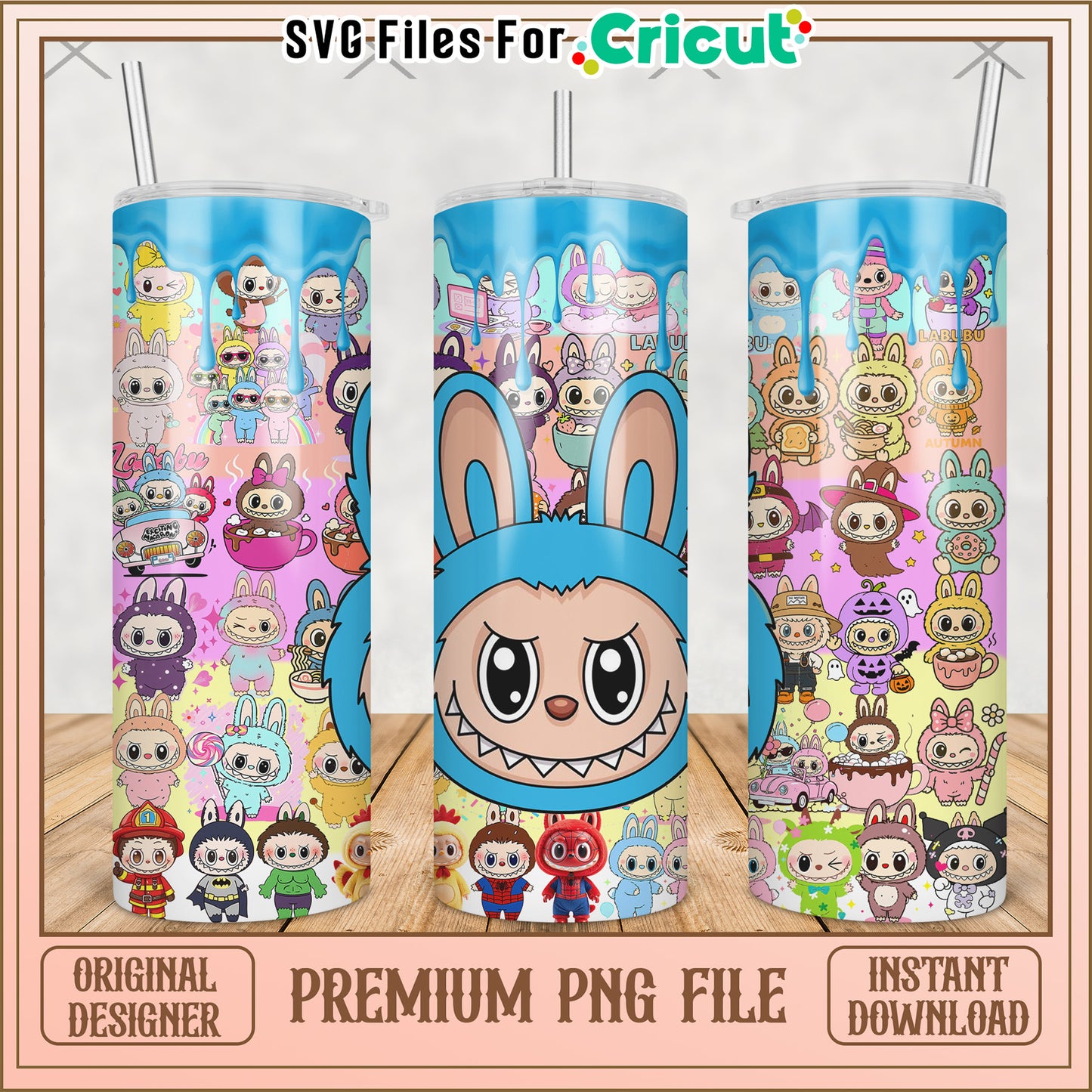 Blue labubu and friends tumbler png, labubu doll png, labubu toys png