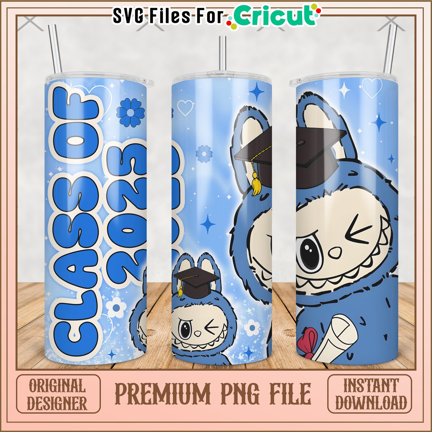 Blue labubu tumbler png, labubu macaron png, the monsters labubu png