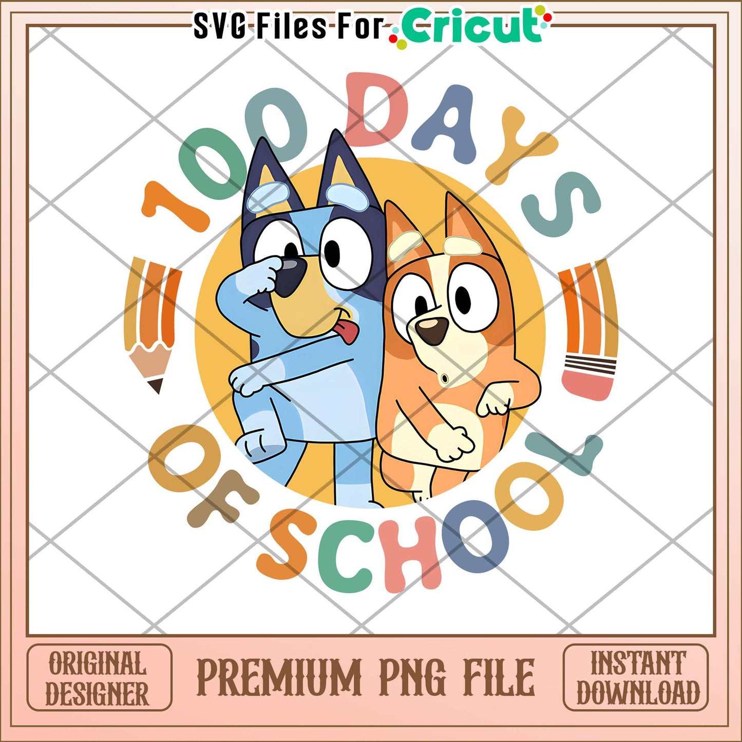 Bluey Bingo 100 days of school png, bluey school png, cartoon png
