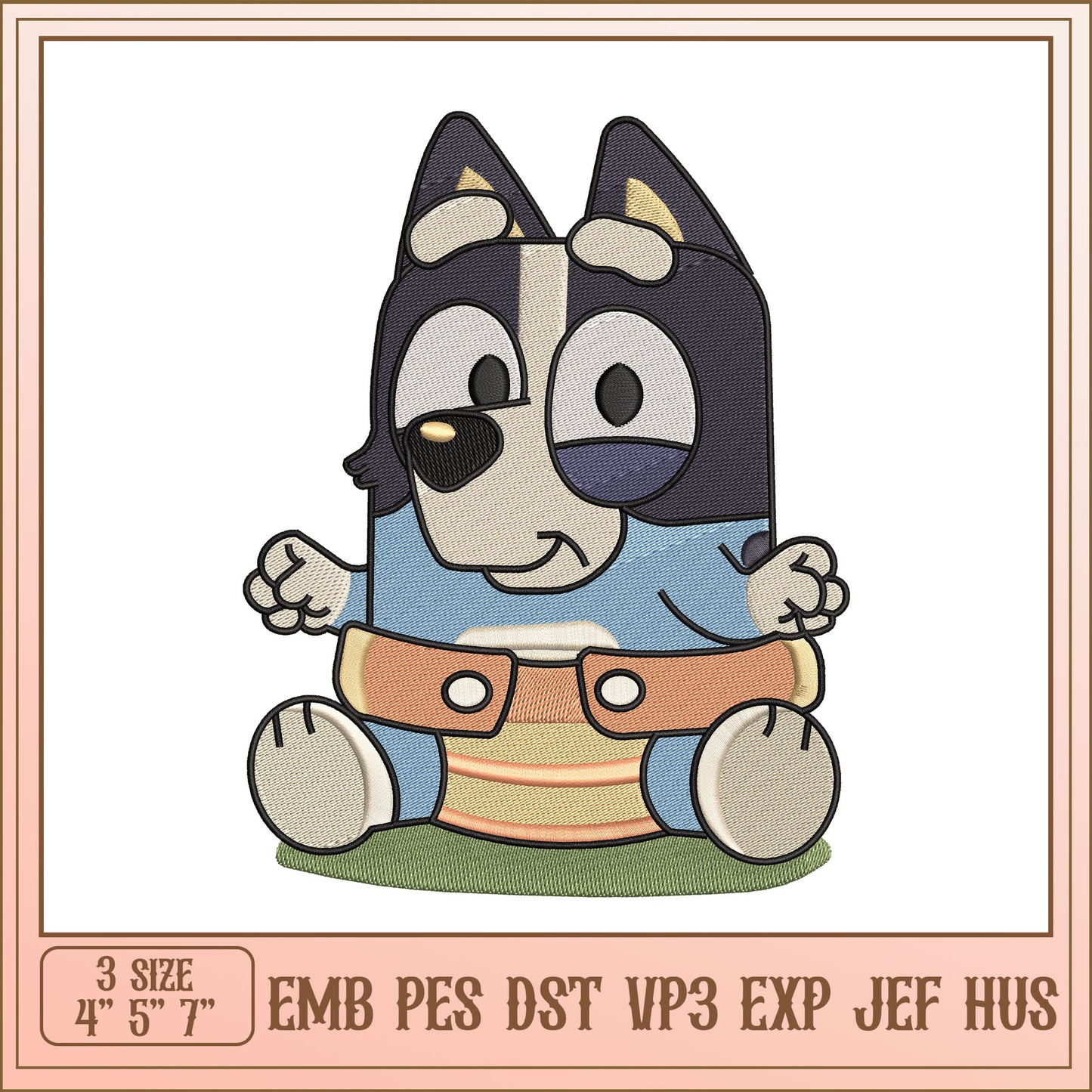 Bluey Bingo Baby Embroidery Design