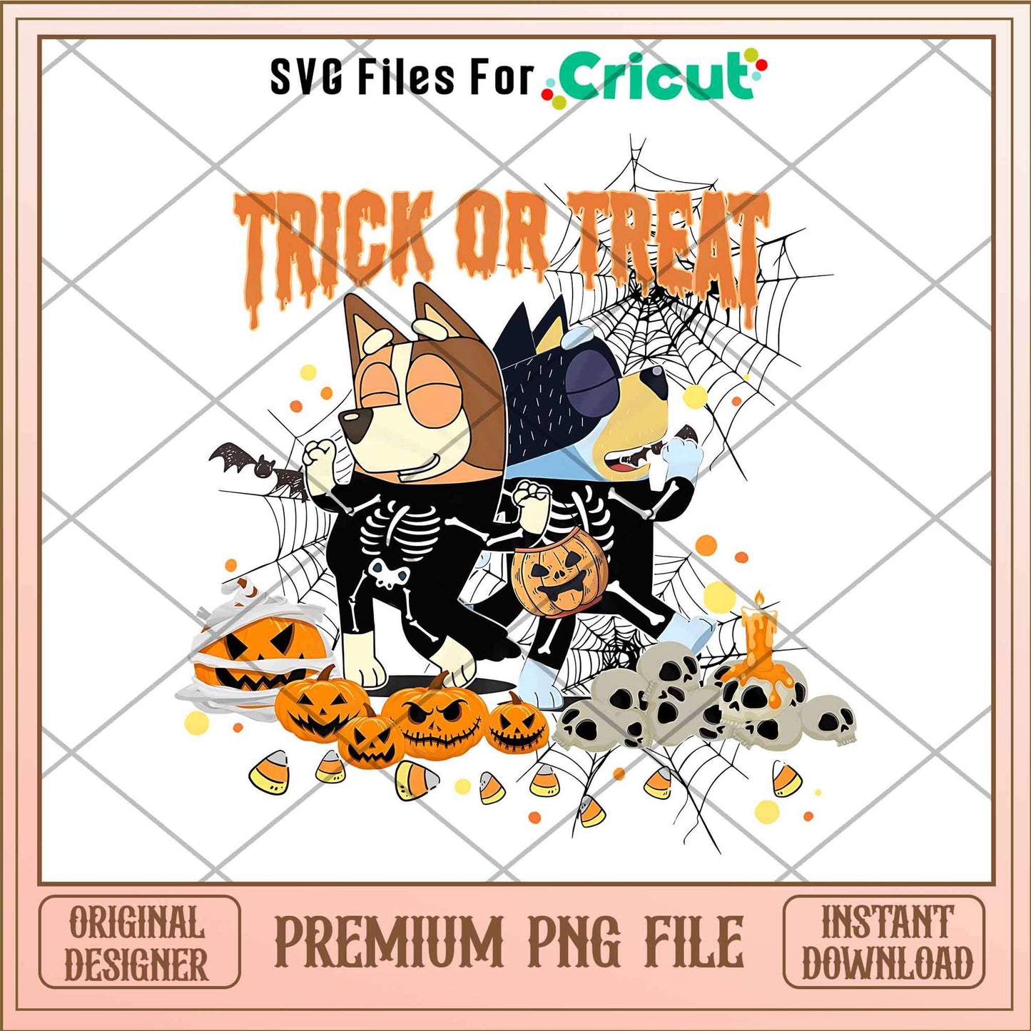 Bluey Bingo Trick And Treat Png, Bluey characters png, Digital Download