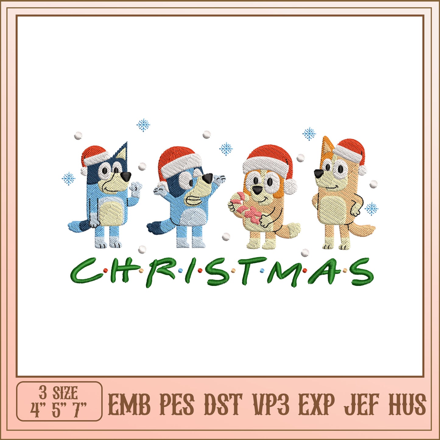 Bluey Christmas Embroidery Design