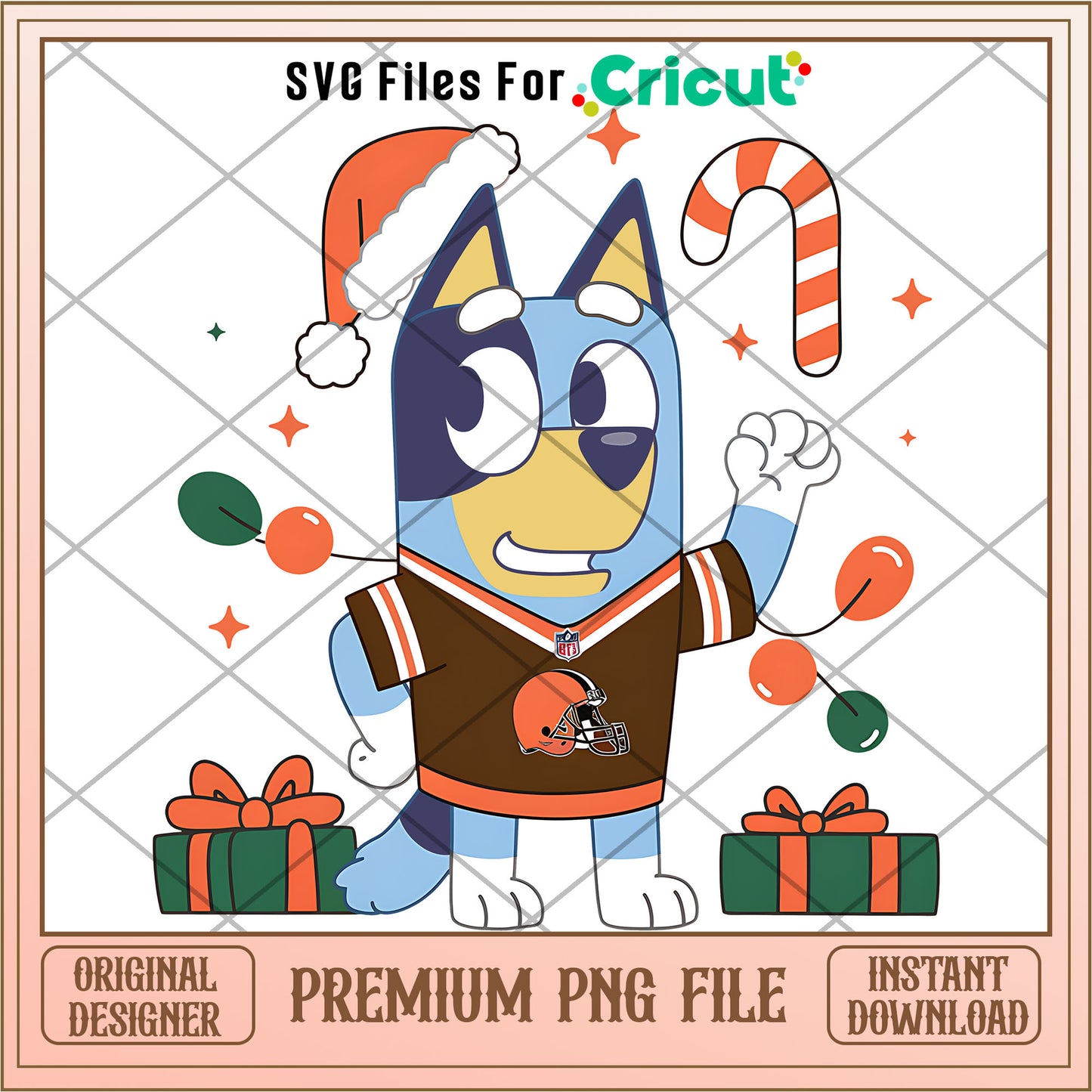 Bluey Cleveland Browns santa hat png, Cleveland Browns png, NFL png