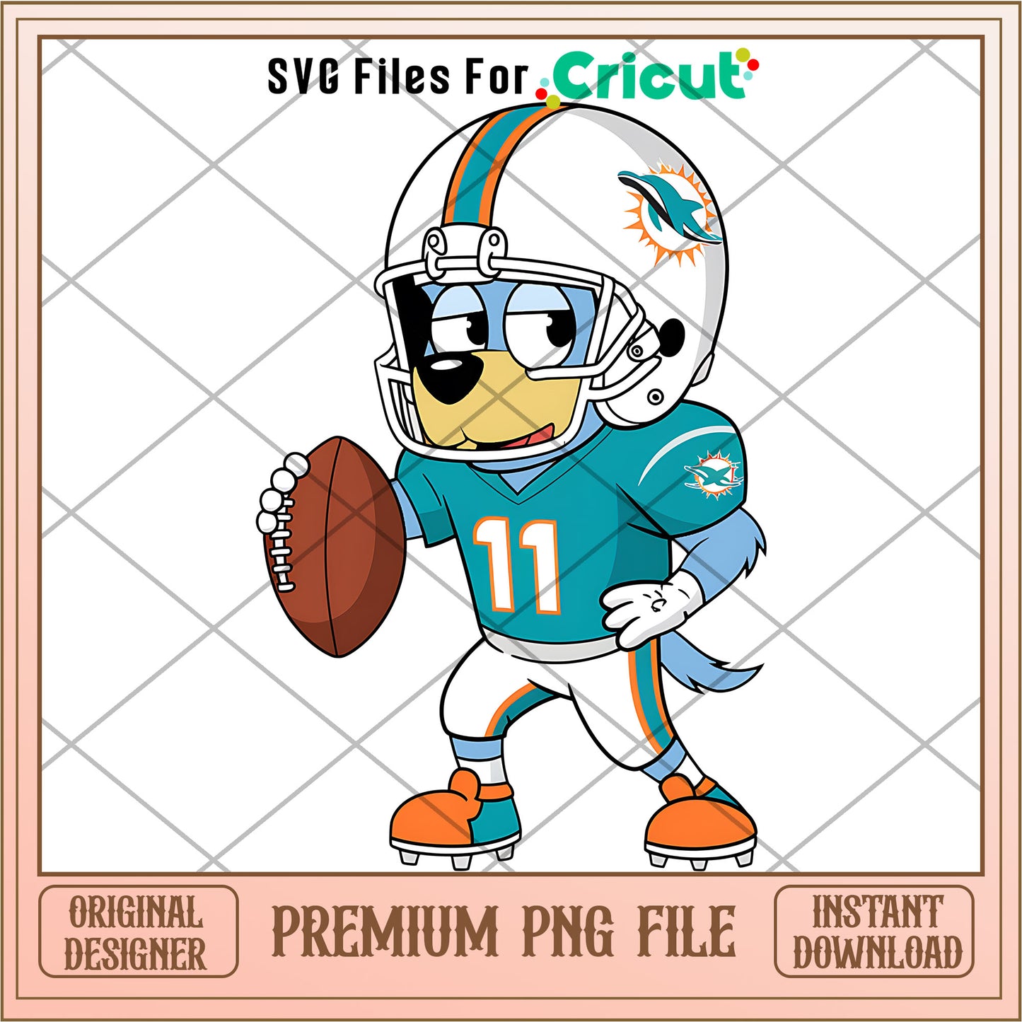 Bluey Dolphins rugby player png, Miami Dolphins png, NFL png