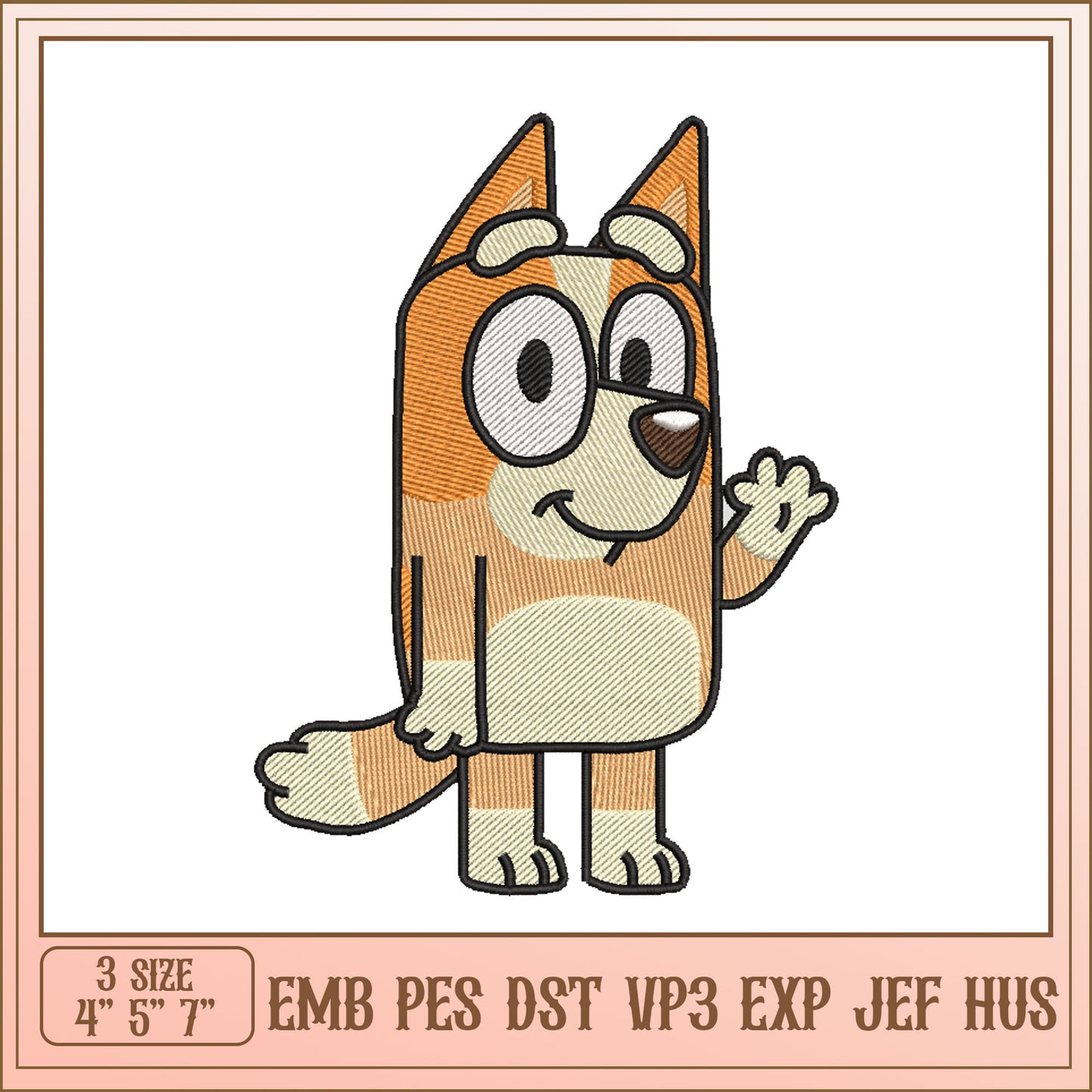 Bluey Embroidery Design - 3 Sizes