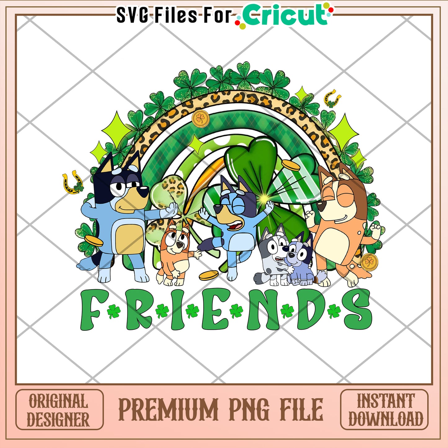 Bluey Friends St Patricks Day PNG