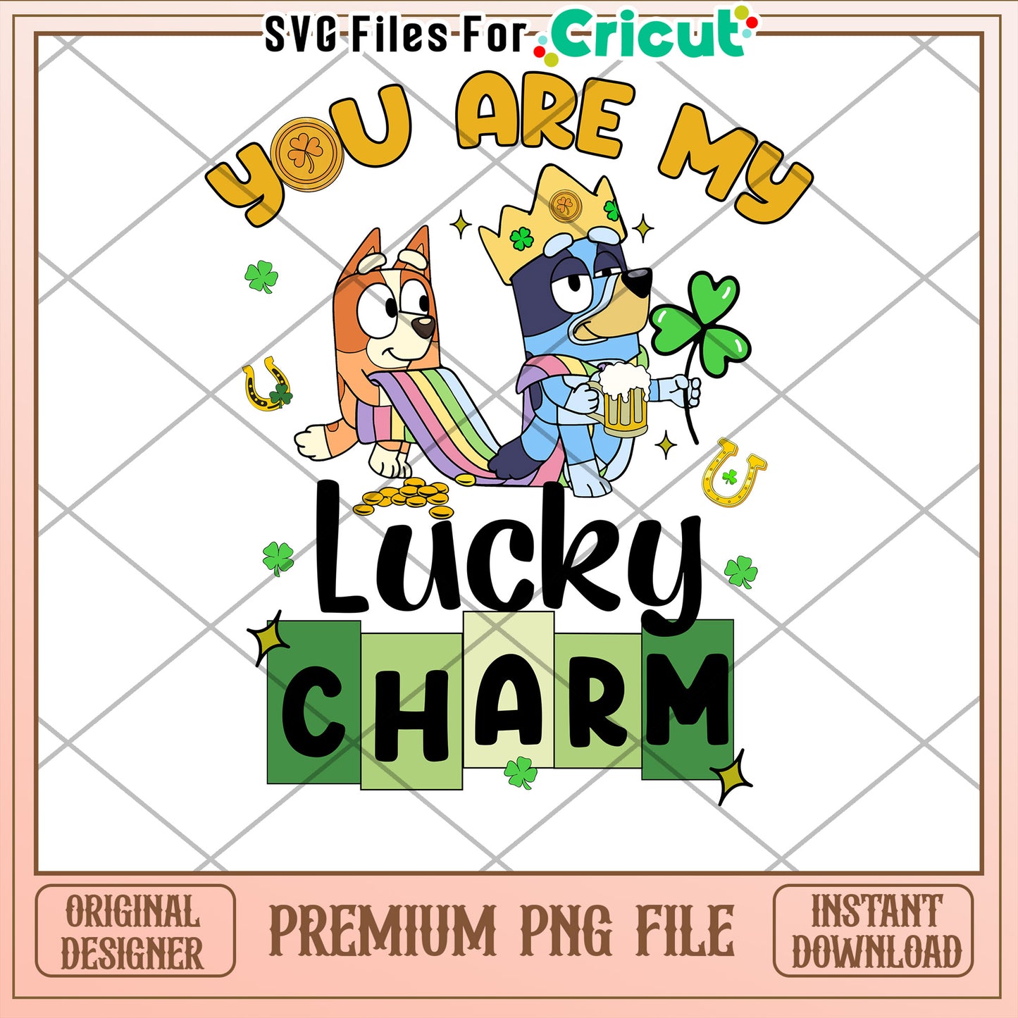 Bluey Lucky Charm PNG Cricut SVG
