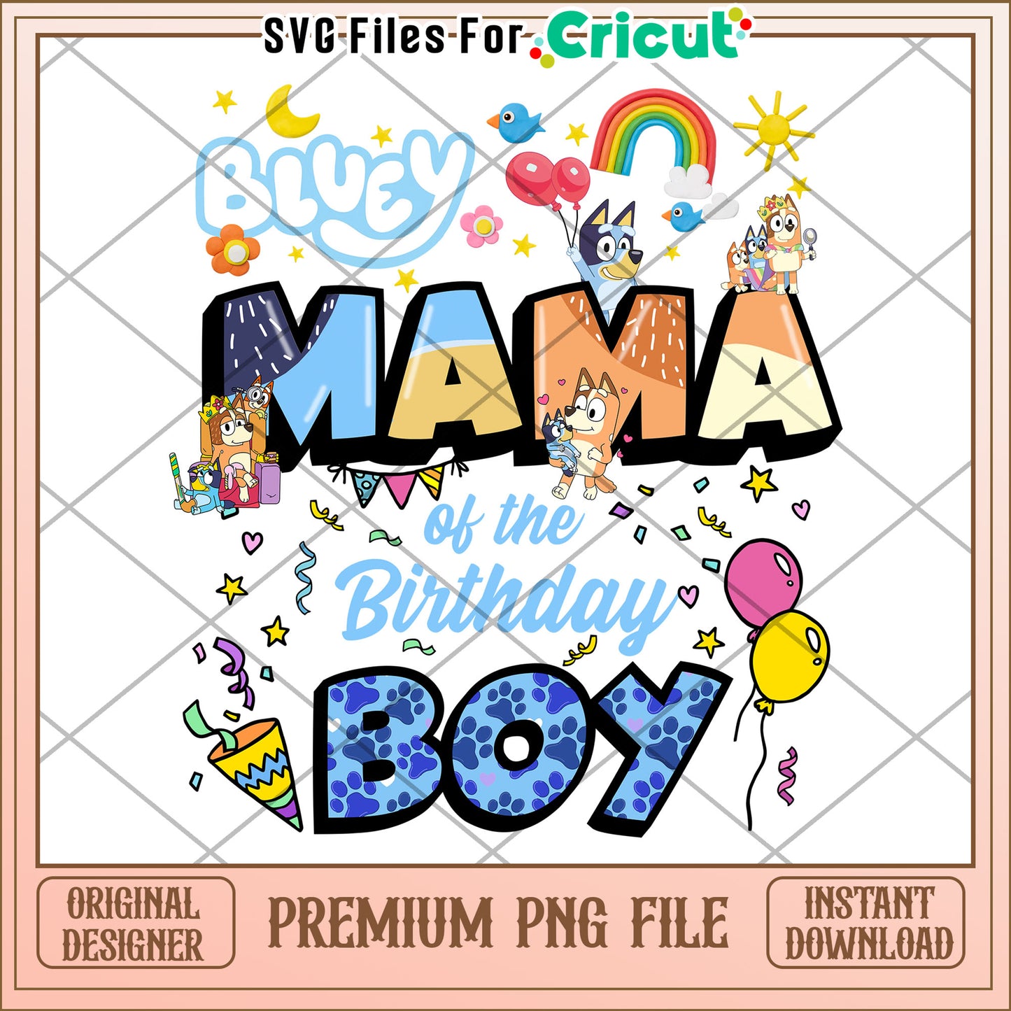 Bluey Mama Birthday Boy PNG