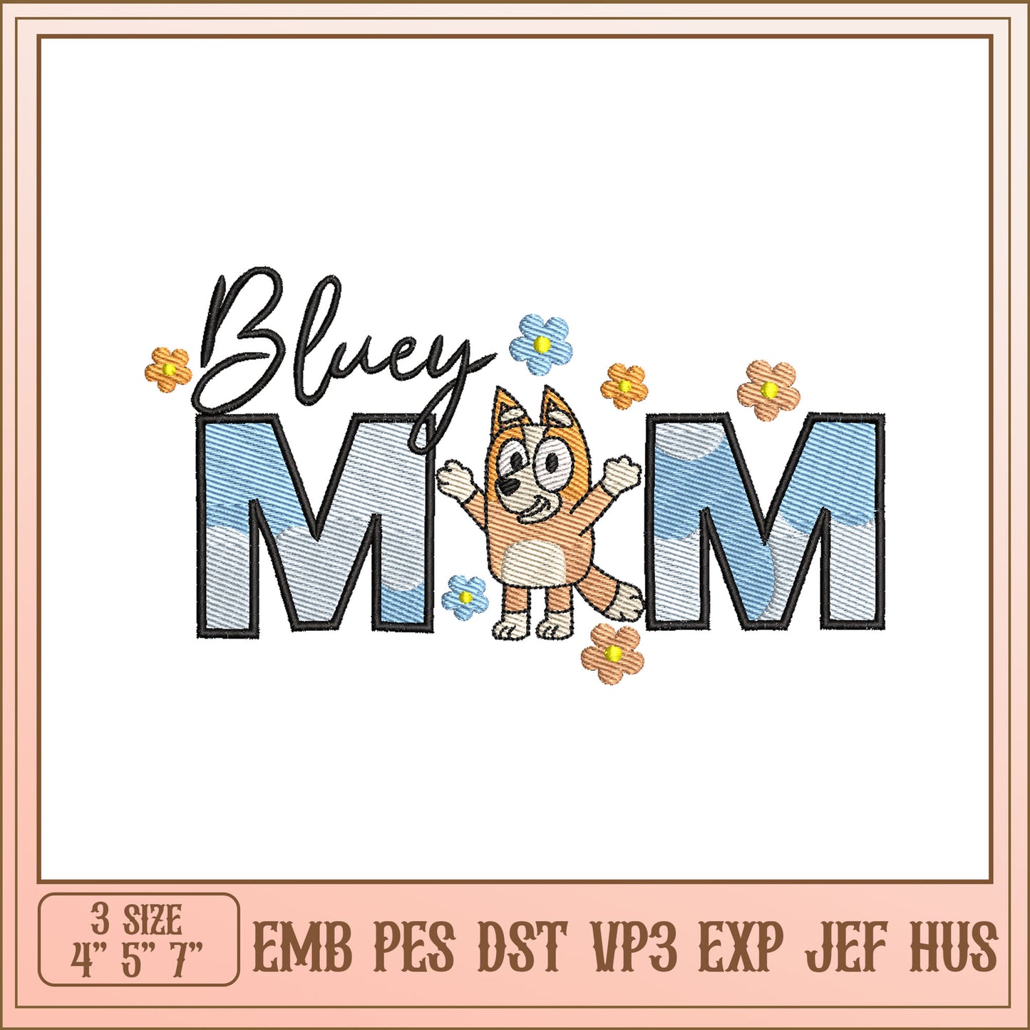 Bluey Mom Embroidery Design