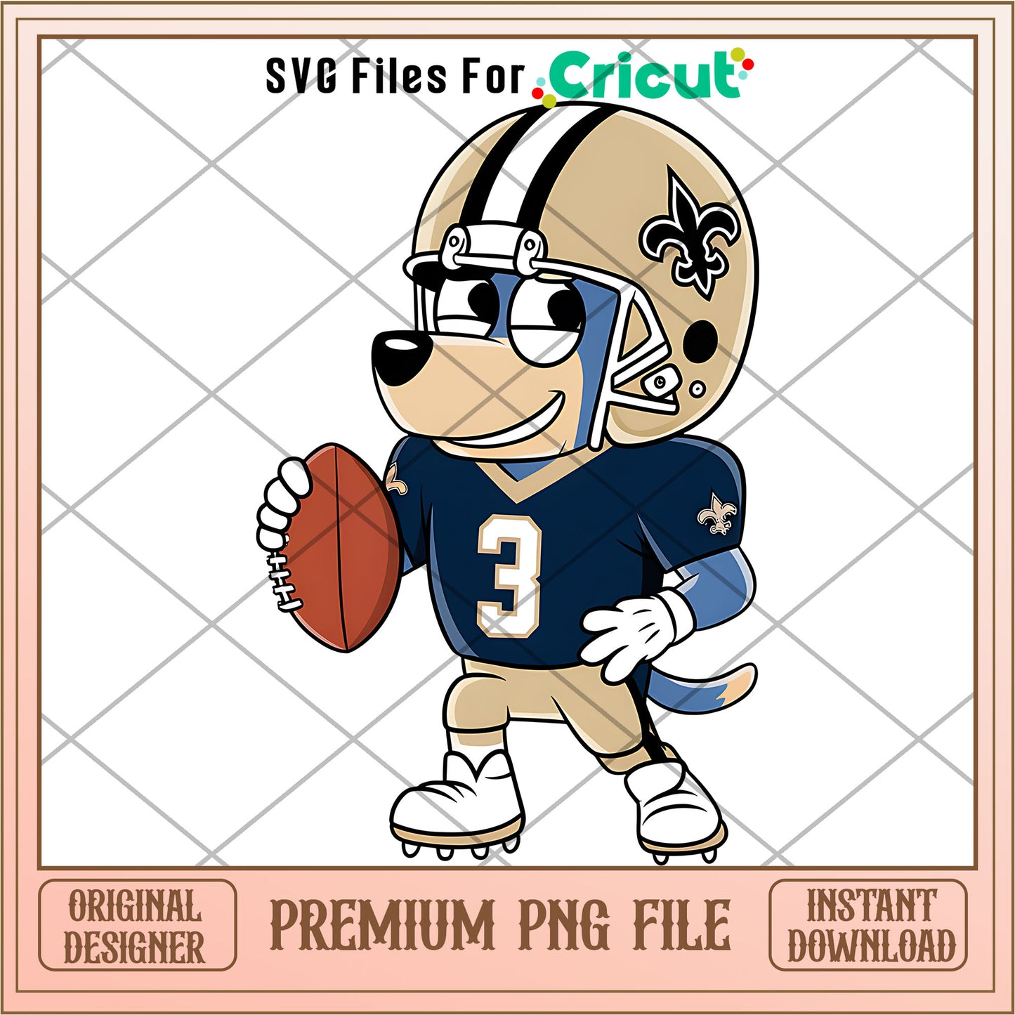 Bluey Saints rugby player png, New Orleans Saints png, NFL png