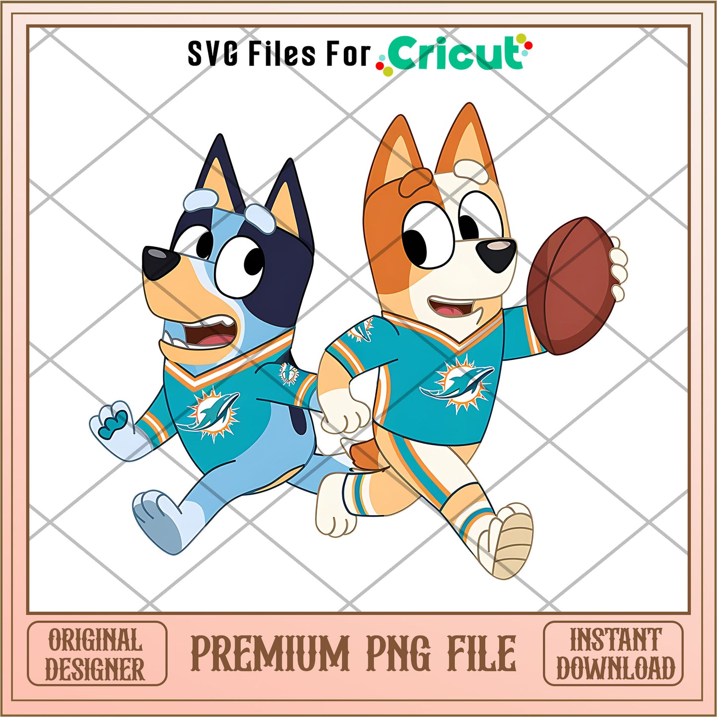 Bluey and Bingo Dolphins logo png, Miami Dolphins png, NFL png