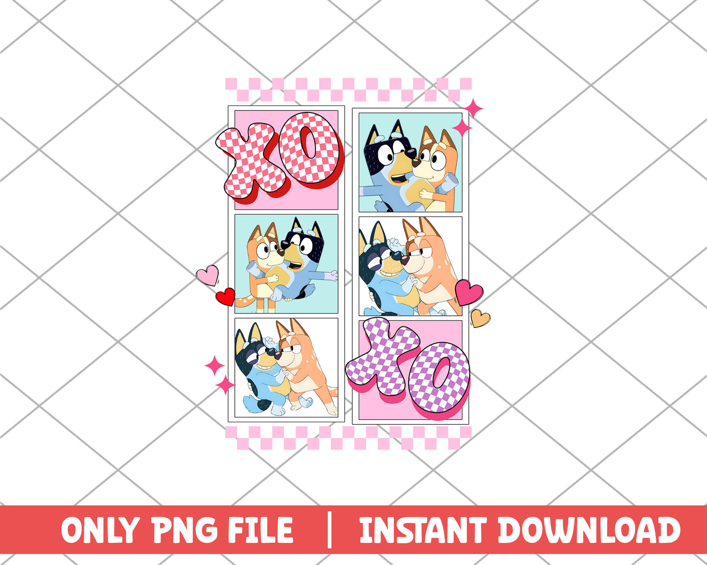 Bluey and Bingo xoxo cartoon png