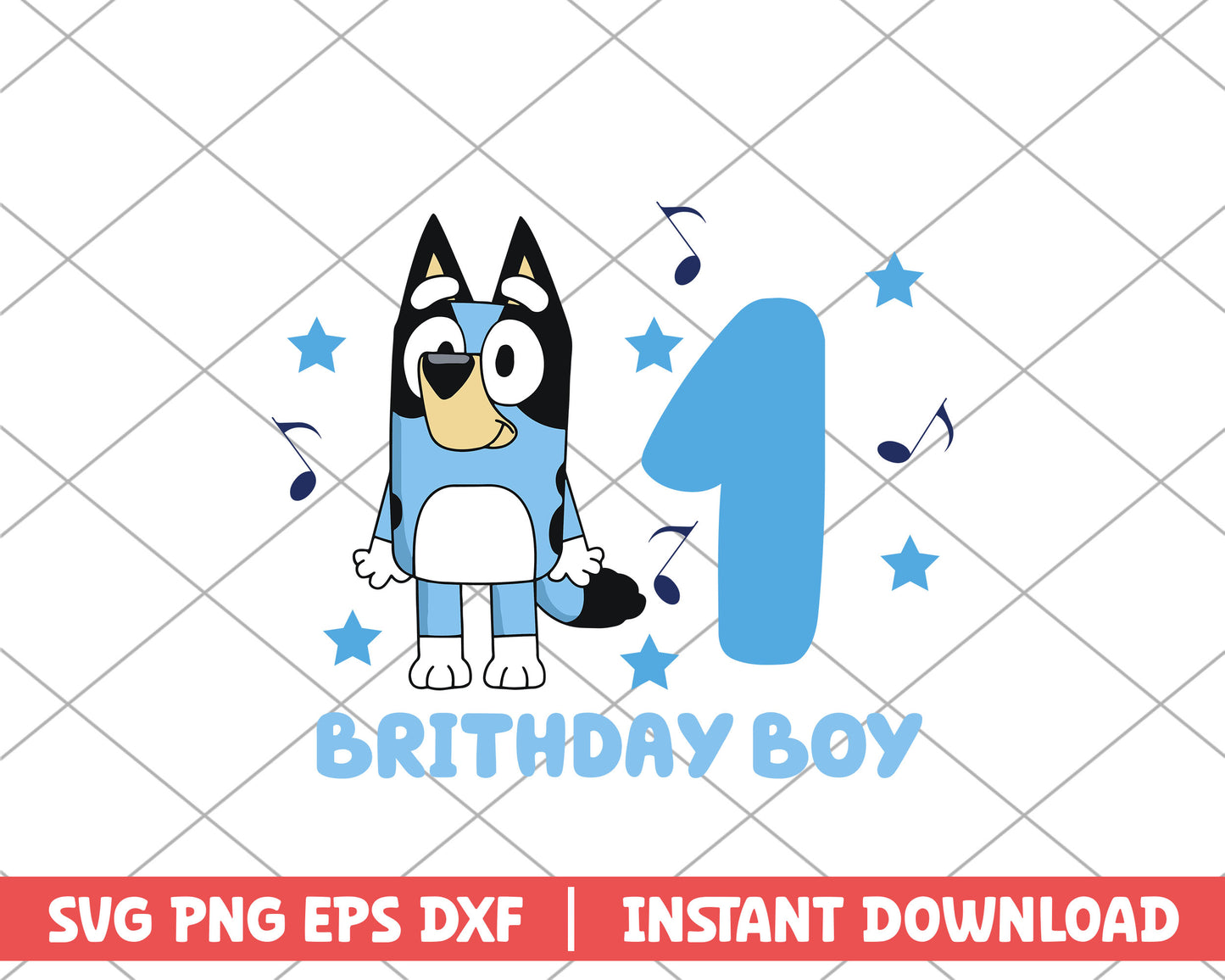 Bluey birthday boy one cartoon svg