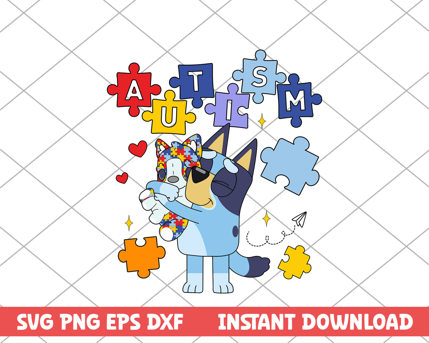 Bluey charcater autism svg