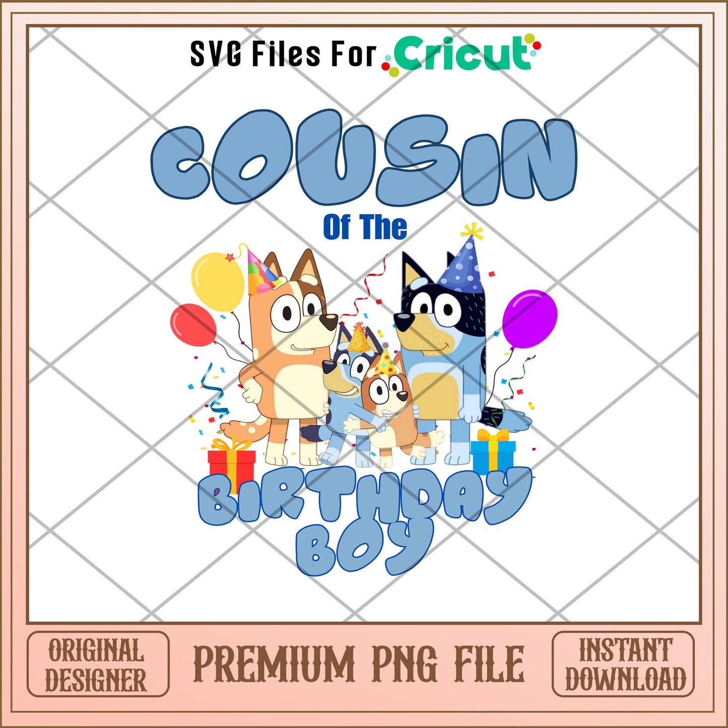 Bluey cousin of the birthday boy cartoon png, Bluey characters png, Digital Download