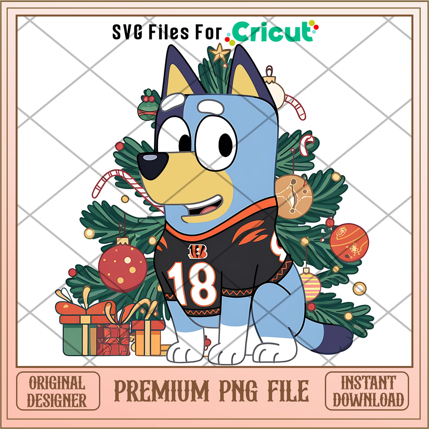 Bluey dad Bengals christmas tree png, Cincinnati Bengals png, NFL png