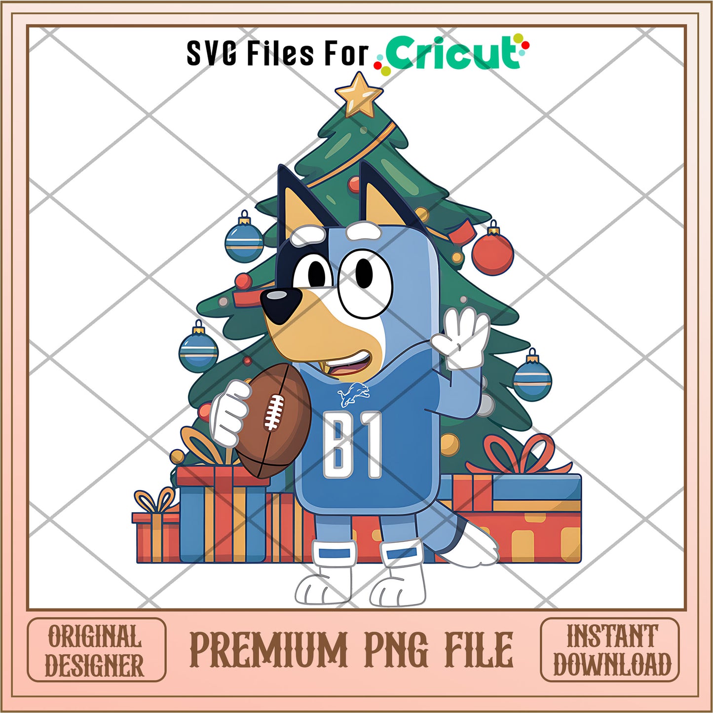 Bluey dad Lions christmas tree png, Detroit Lions png, NFL png
