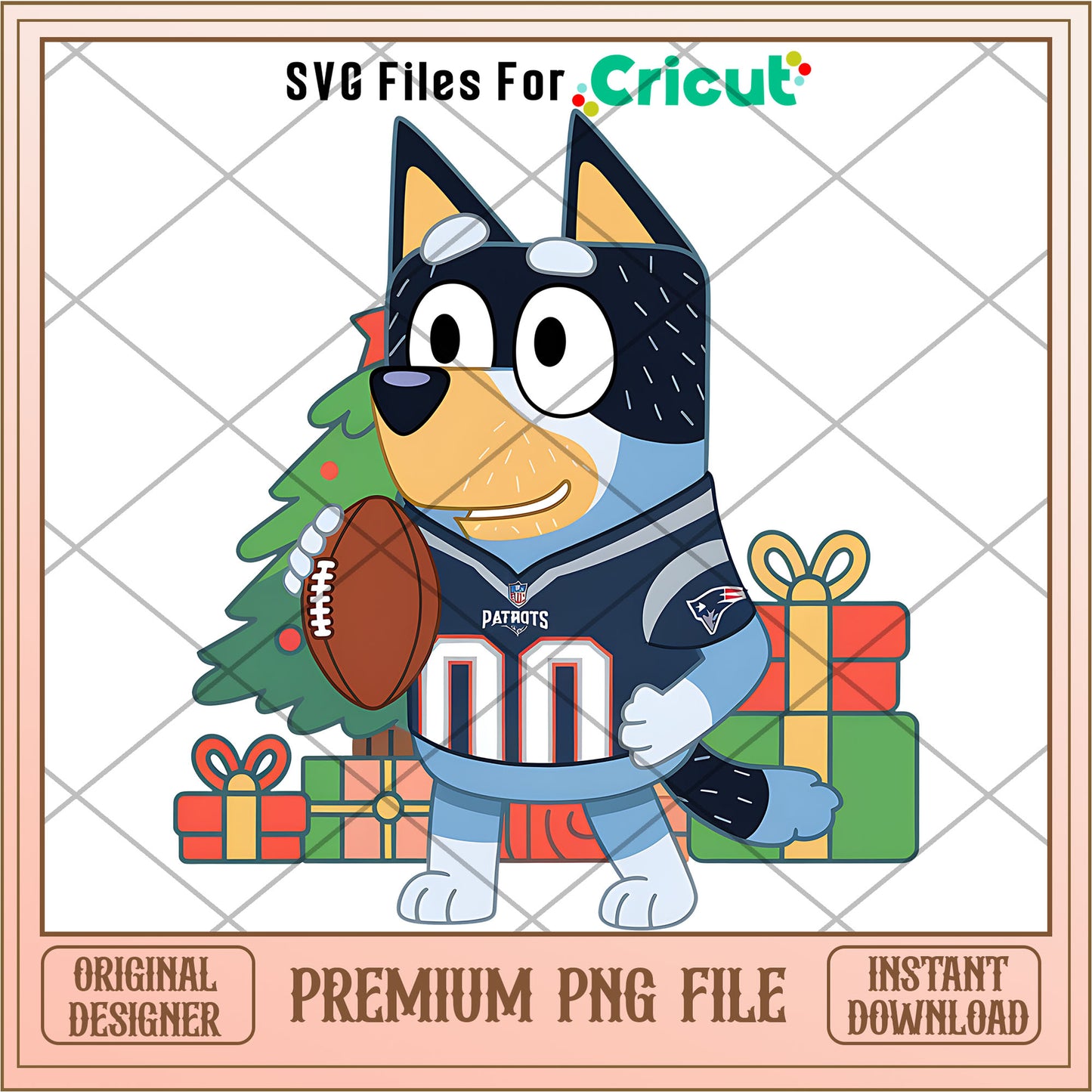 Bluey dad Patriots christmas tree png, New England Patriots png, NFL png