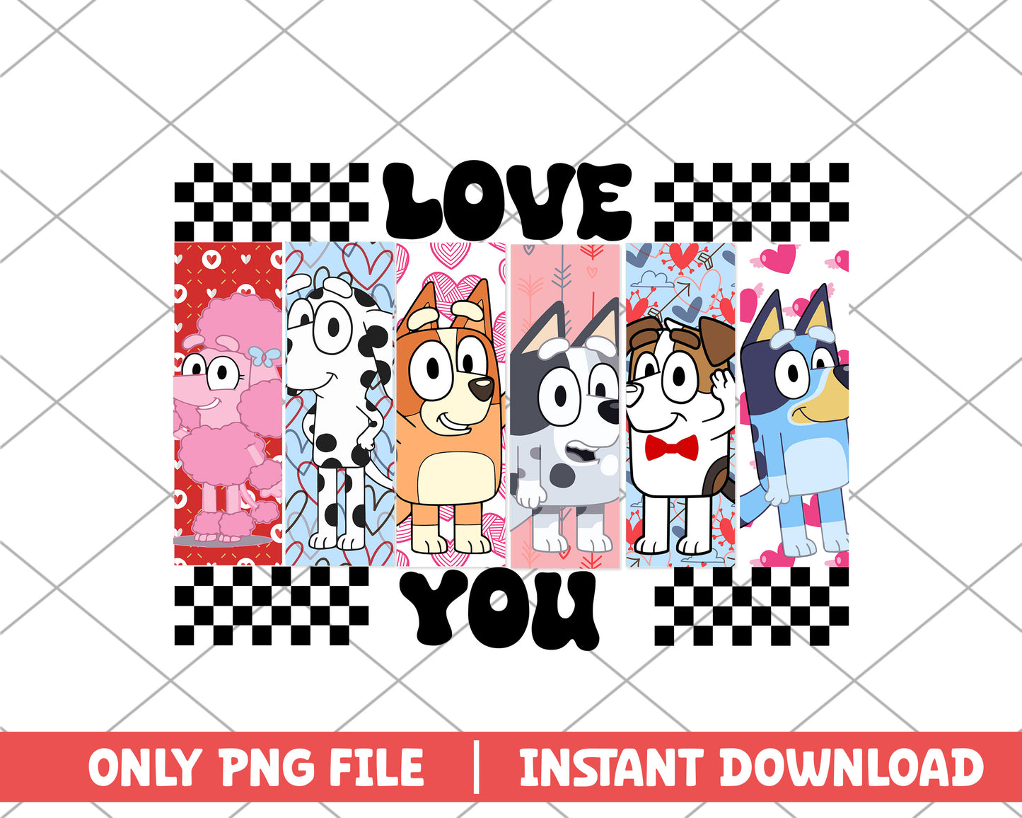 Bluey friends love you cartoon png