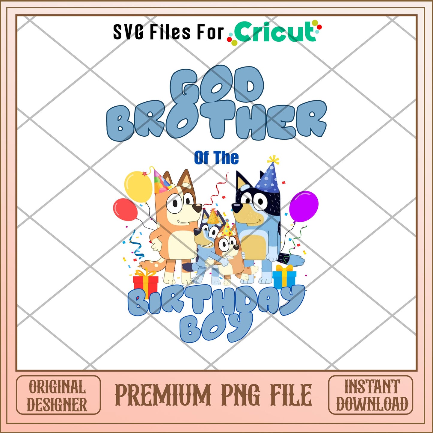 Bluey god brother of the birthday boy png, Bluey characters png, Digital Download