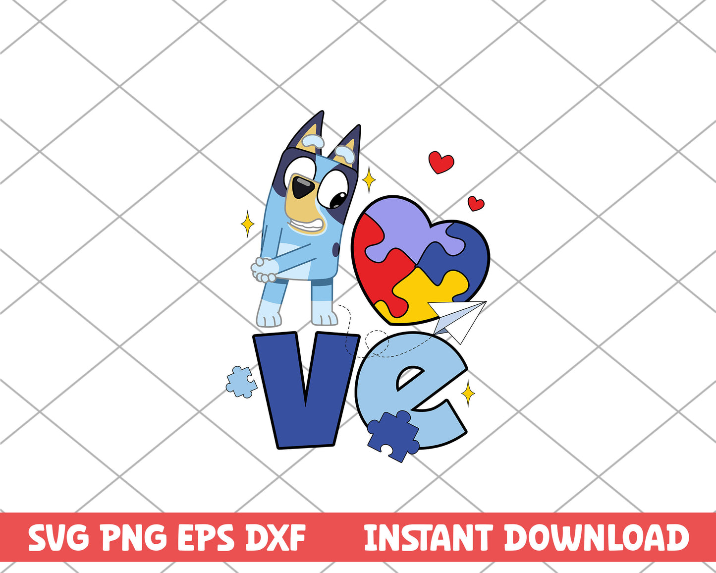 Bluey love autism svg