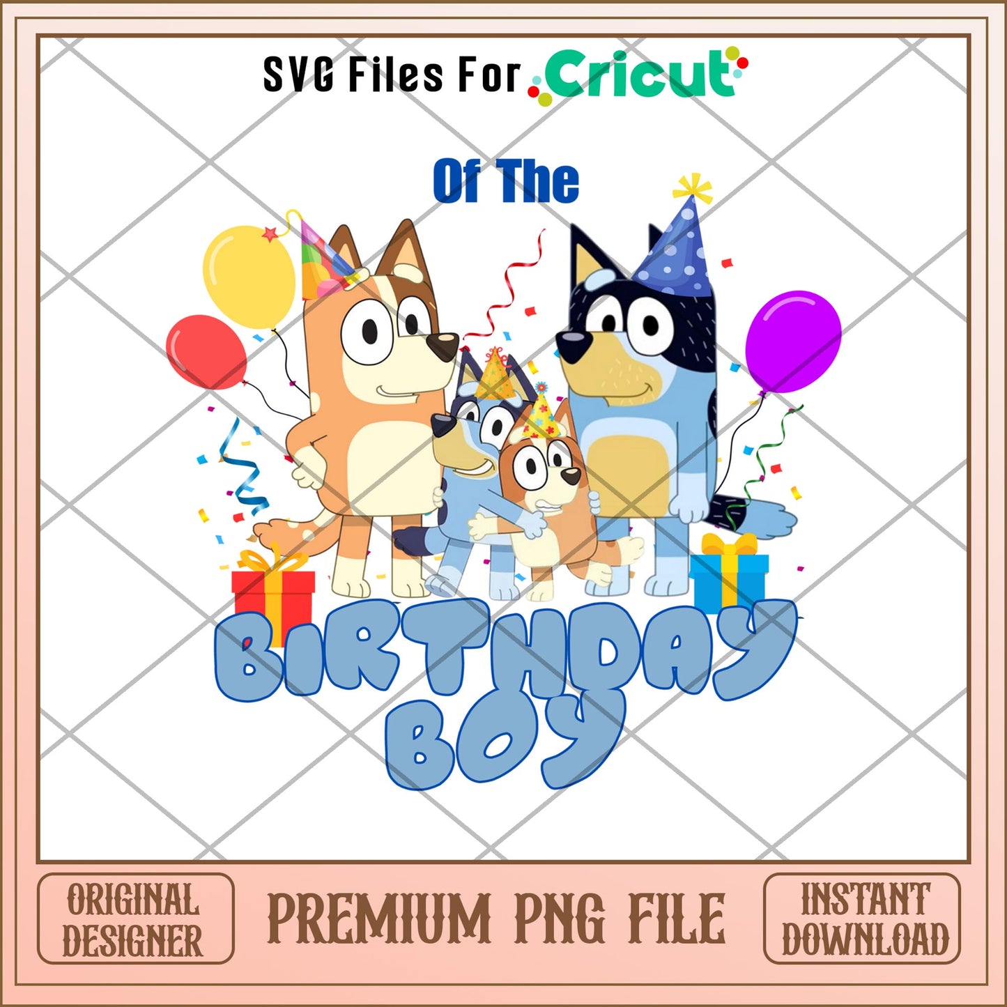 Bluey of the birthday boy cartoon png, Bluey characters png, Digital Download