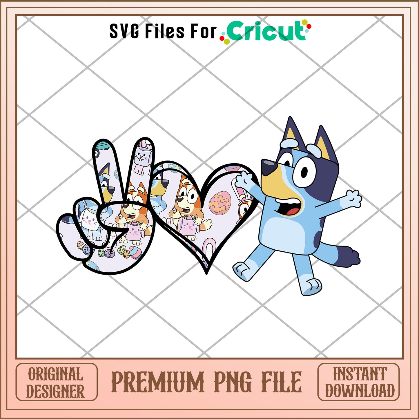 Bluey peace love cartoon png