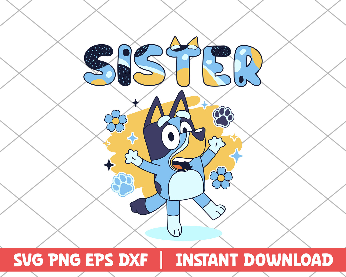 Bluey sister character dance cartoon svg