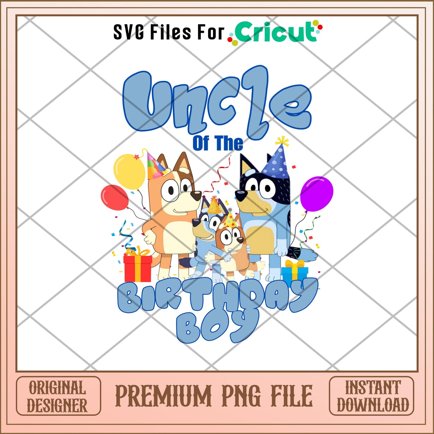 Bluey uncle of the birthday boy cartoon png, Bluey characters png, Digital Download